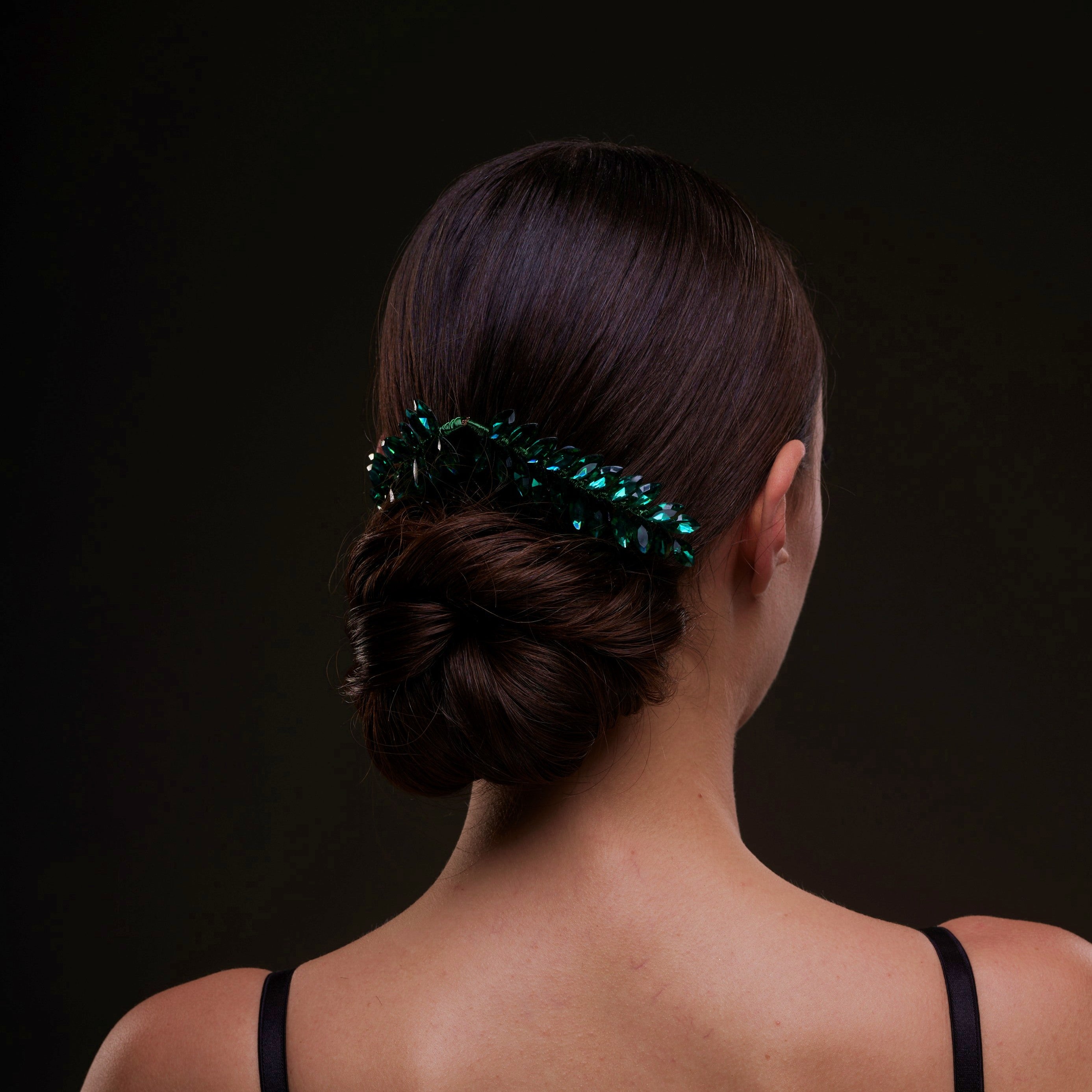 Emerald Green Crystal Leaf Hair Comb Set