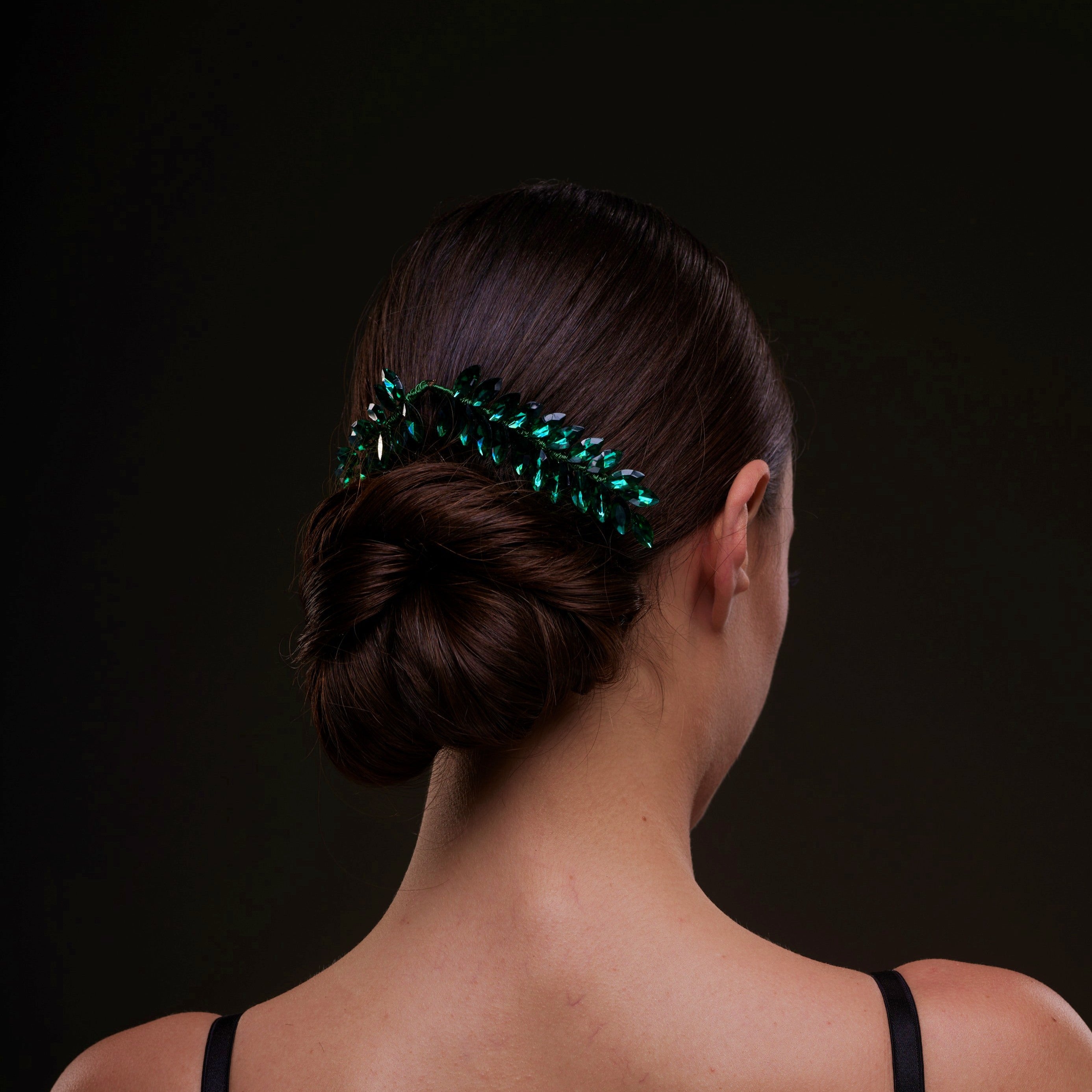 Emerald Green Crystal Leaf Hair Comb Set