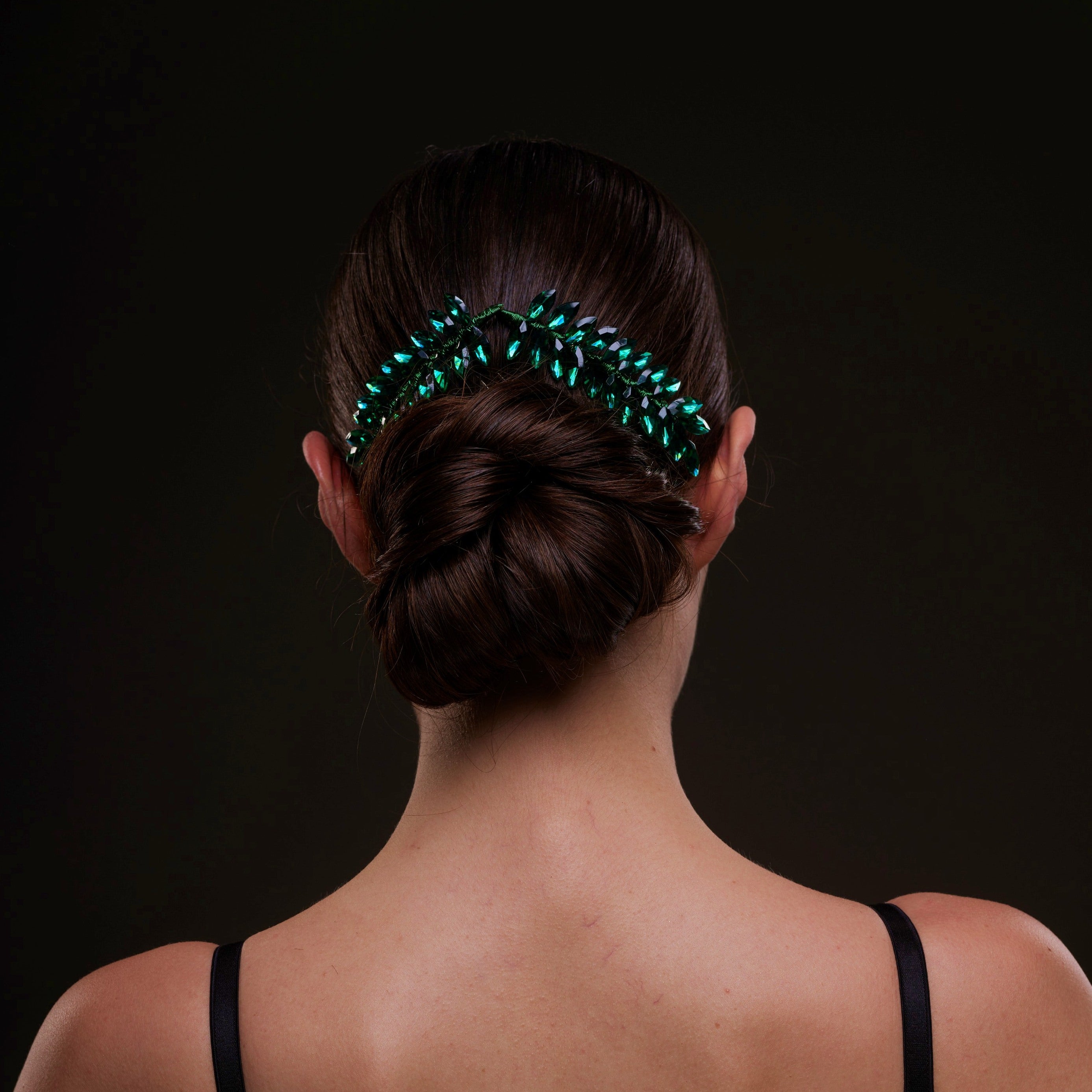 Emerald Green Crystal Leaf Hair Comb Set