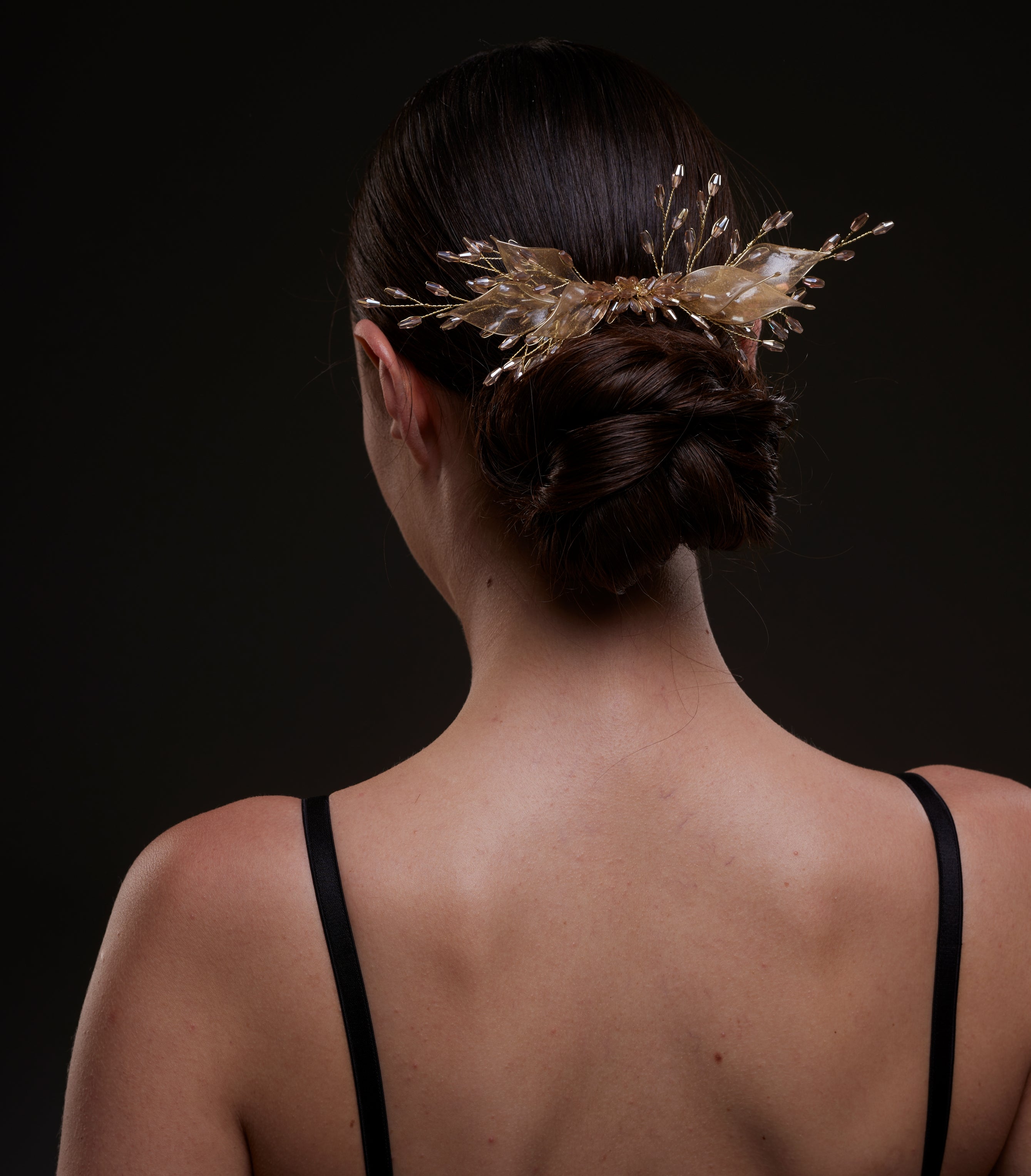 Gold Leaf & Crystal Bridal Hair Comb