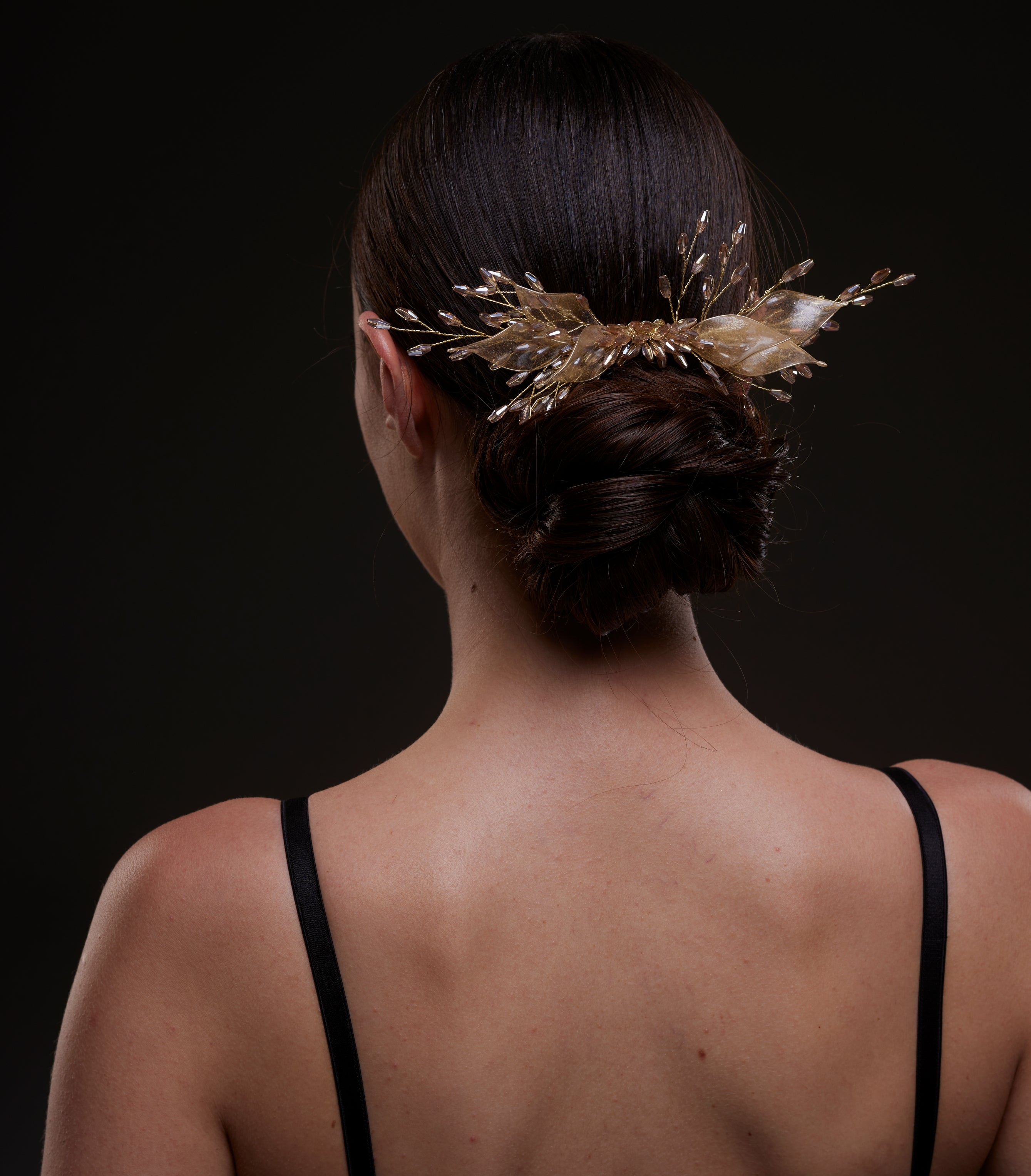 Gold Leaf & Crystal Bridal Hair Comb