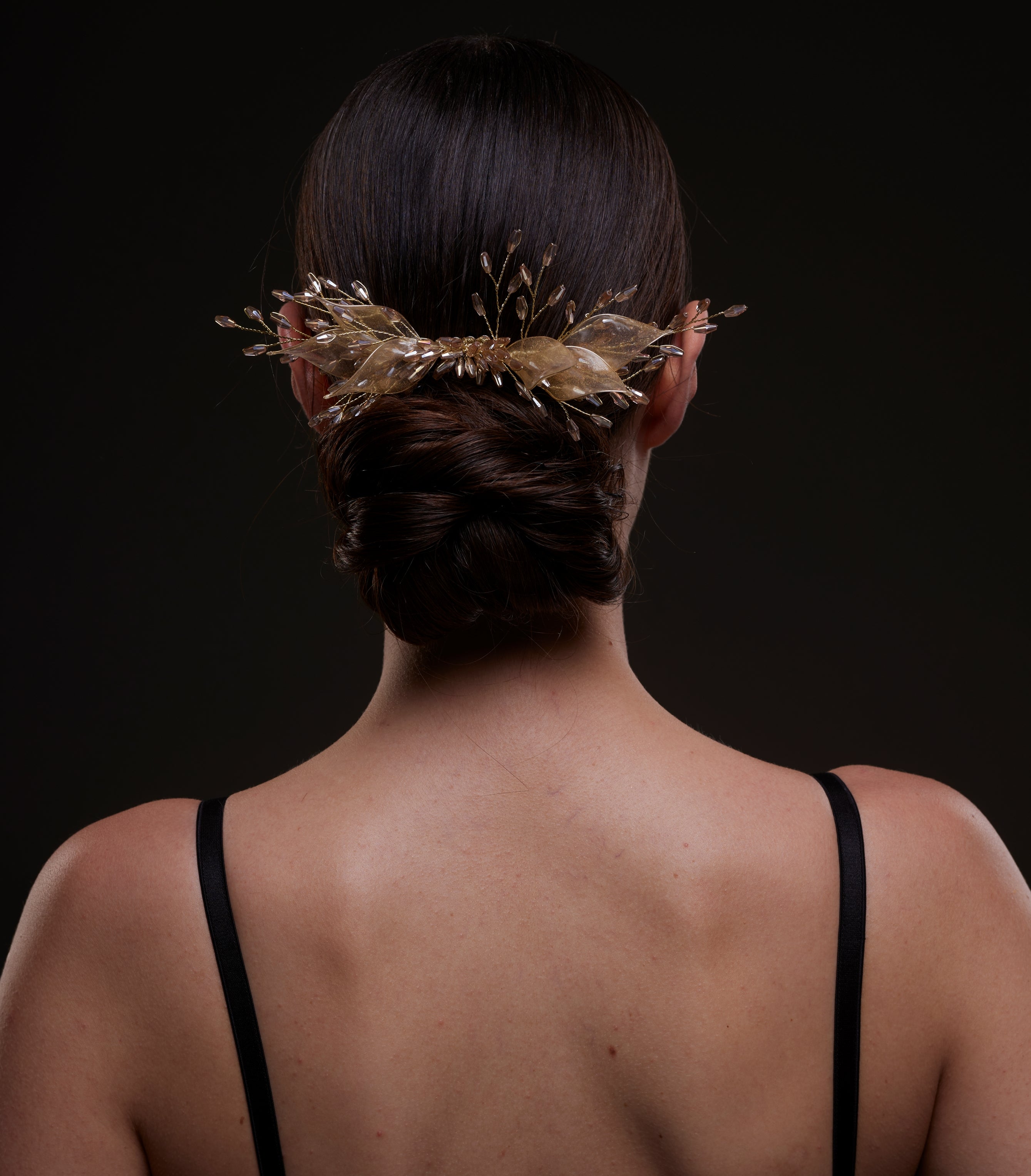 Gold Leaf & Crystal Bridal Hair Comb