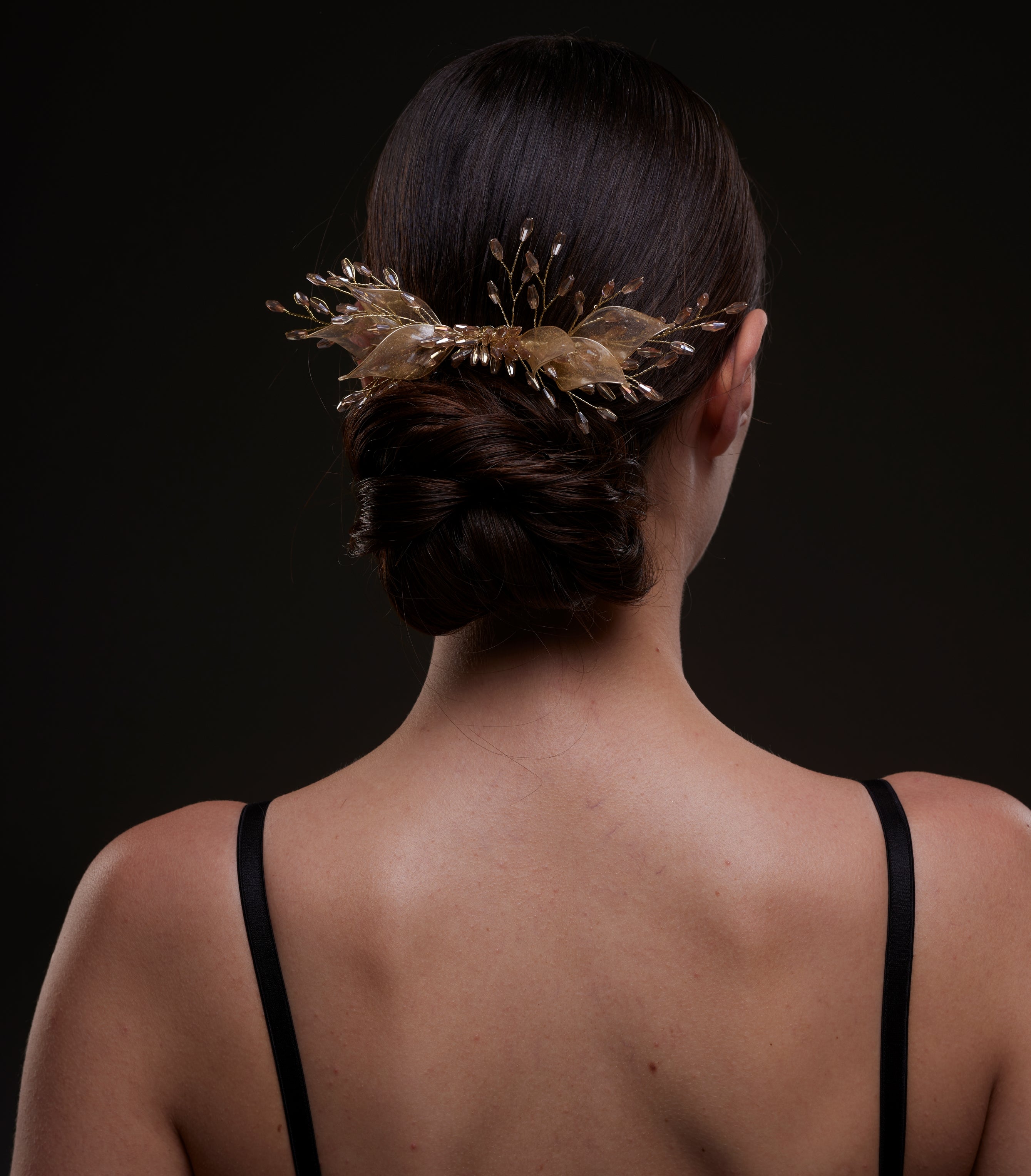 Gold Leaf & Crystal Bridal Hair Comb