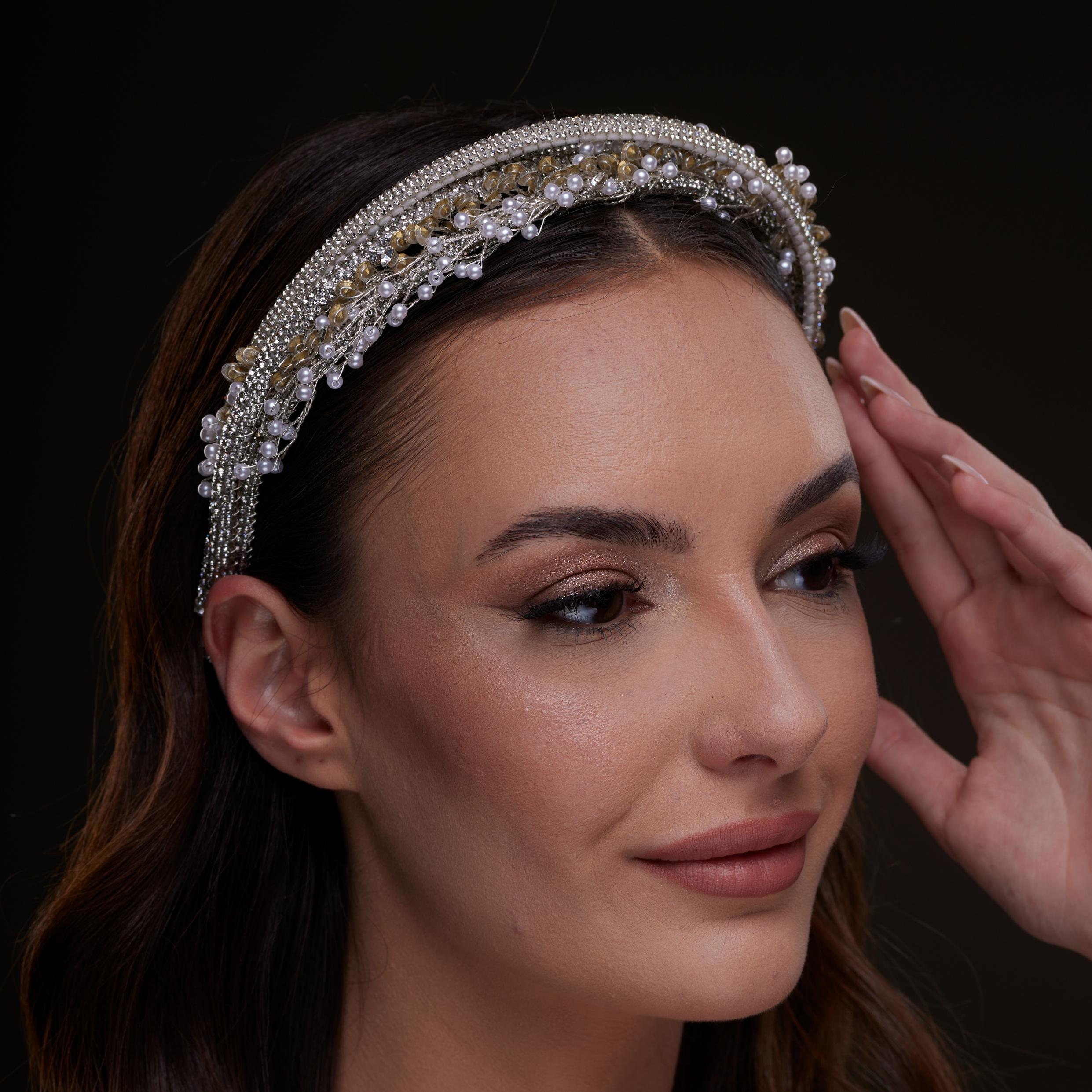 Gold and Silver Beaded Hair Band