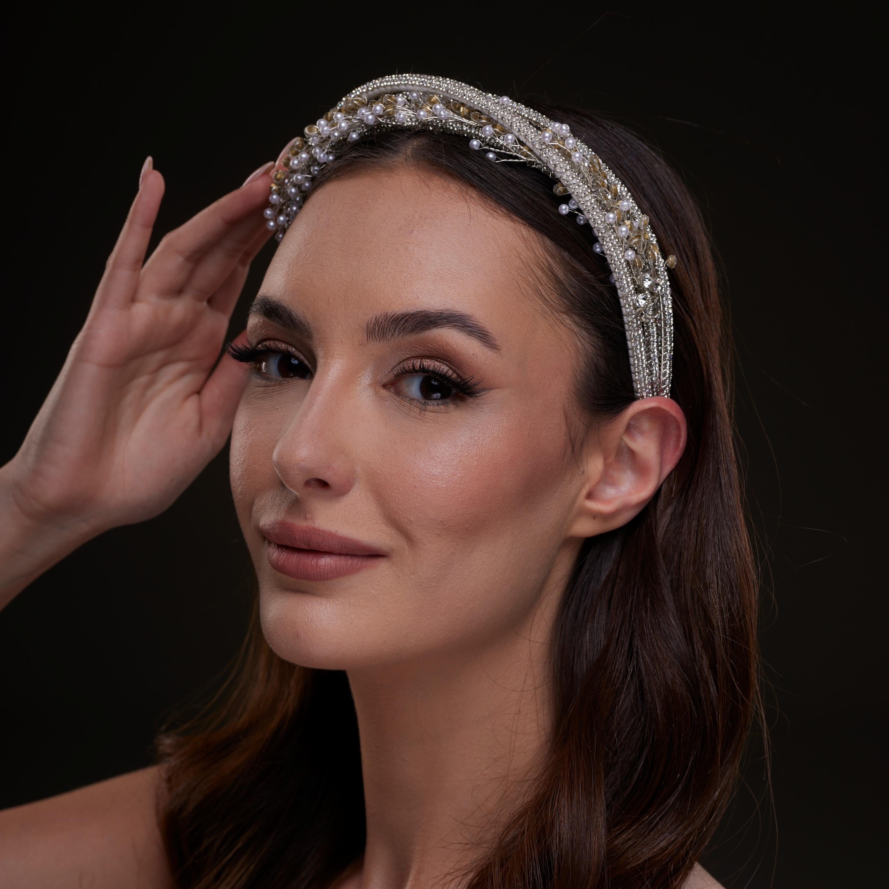 Gold and Silver Beaded Hair Band