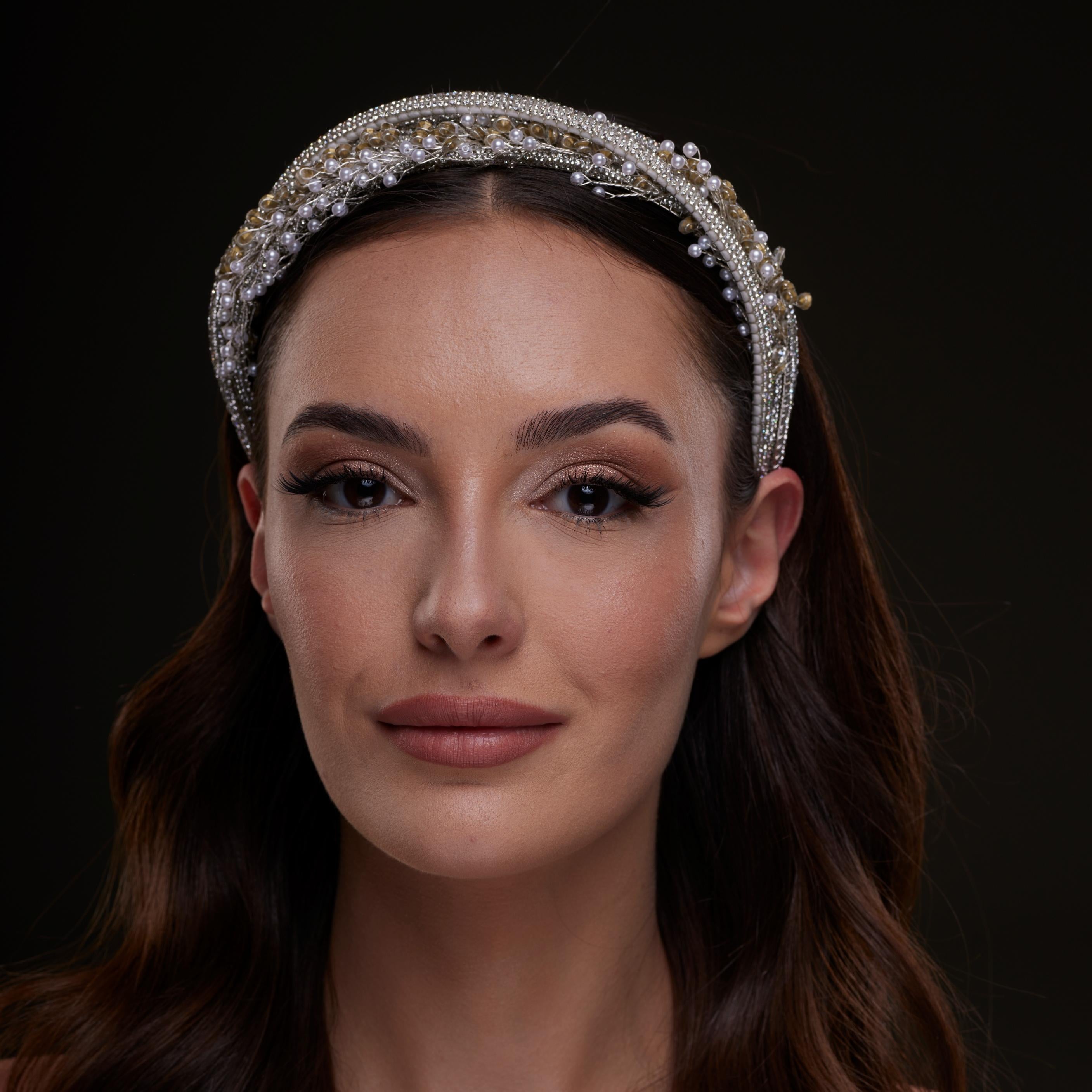 Gold and Silver Beaded Hair Band