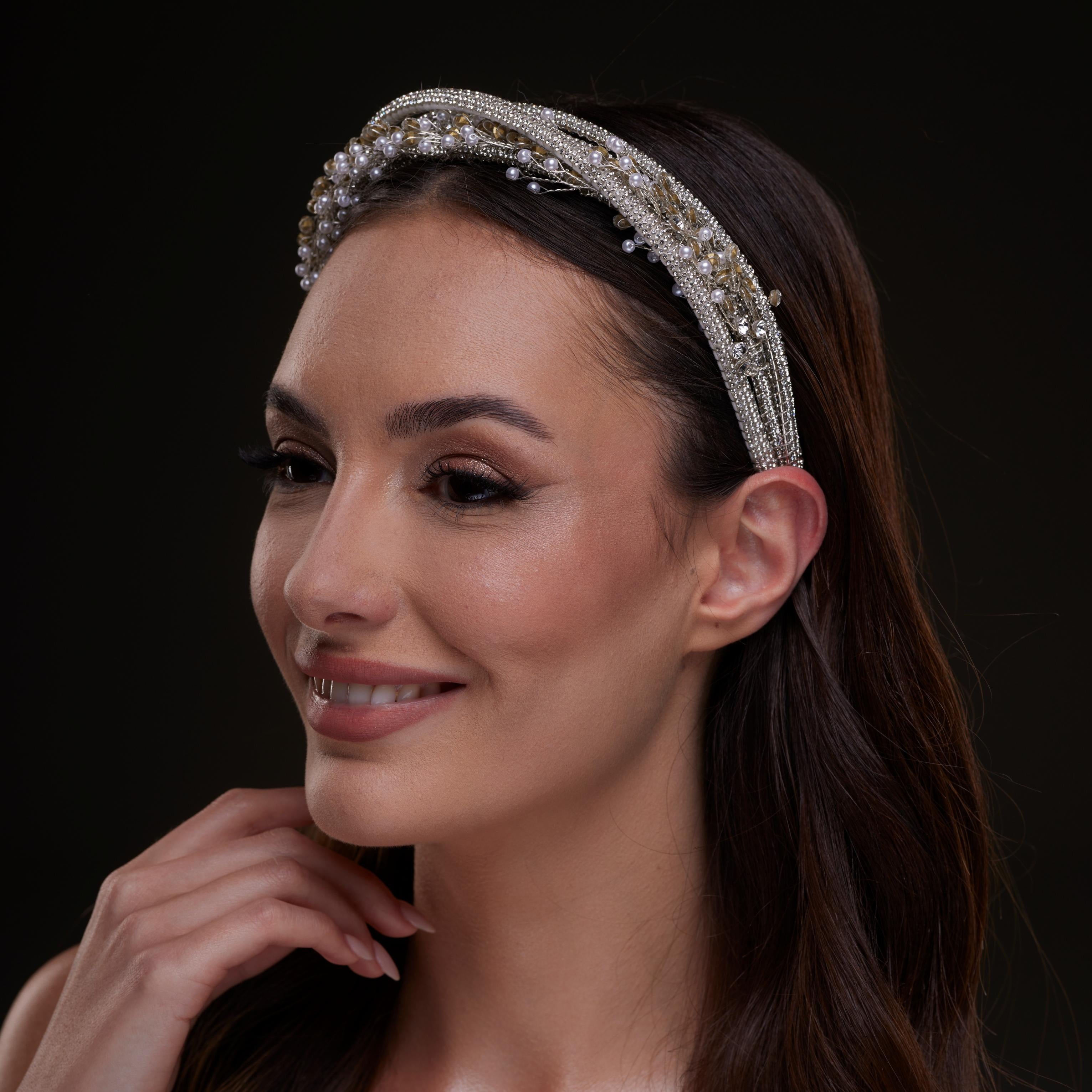 Gold and Silver Beaded Hair Band