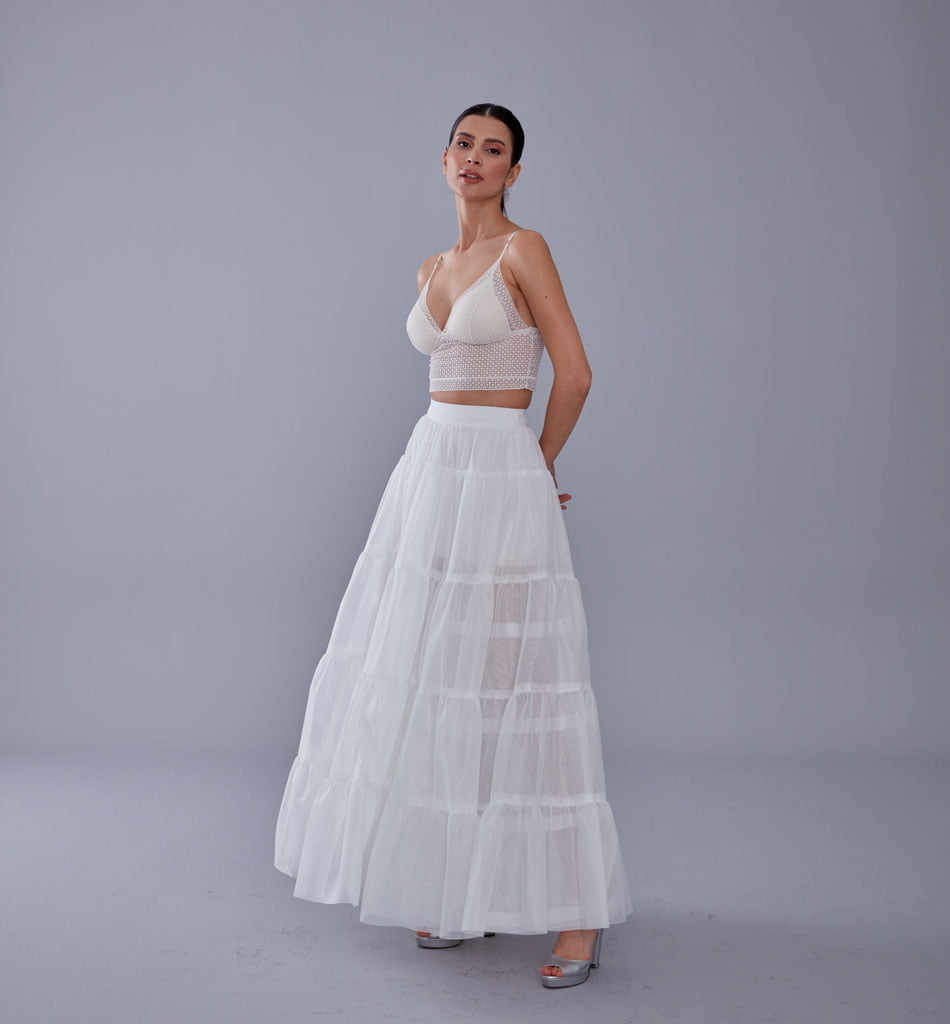 Elegant Voile and Hoop Petticoat with Two Layers - Perfect for Bridal and Costume Wear