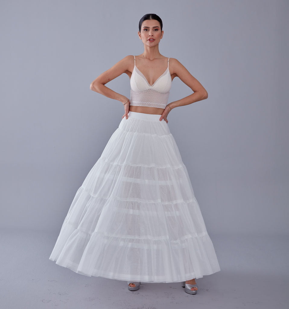 Elegant Voile and Hoop Petticoat with Two Layers - Perfect for Bridal and Costume Wear