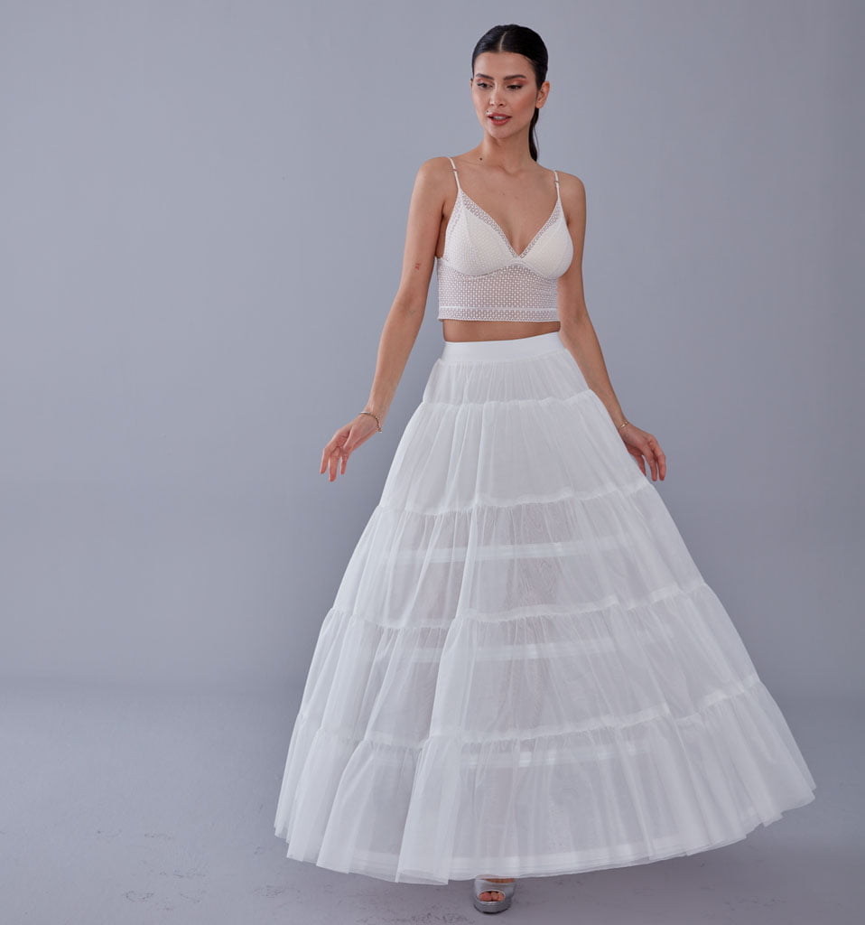 Elegant Voile and Hoop Petticoat with Two Layers - Perfect for Bridal and Costume Wear