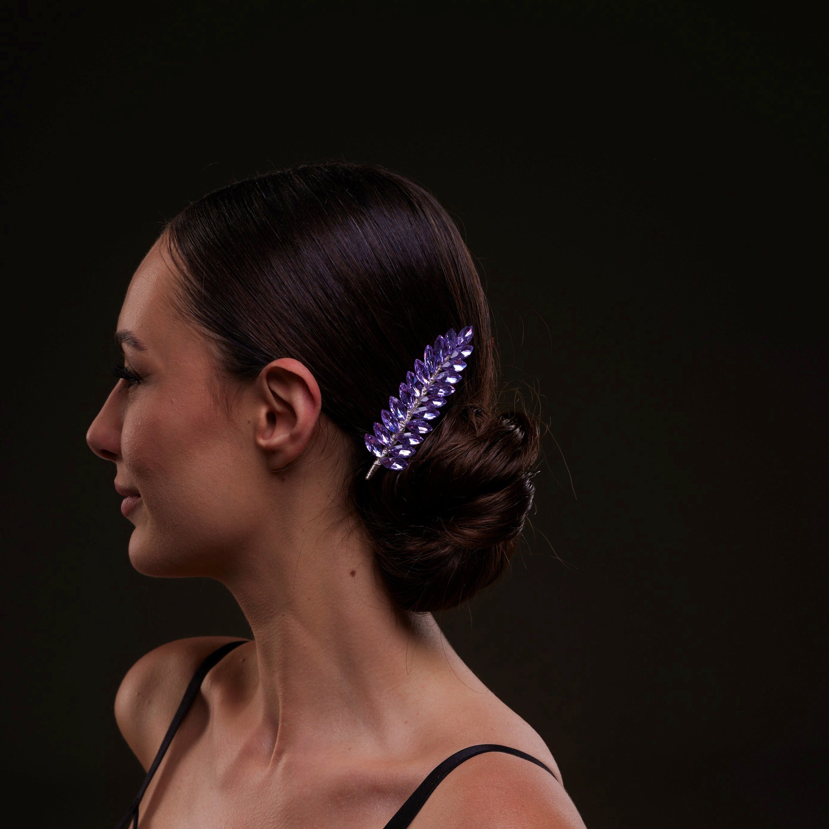 Elegant Lavander Crystal 2-Piece Hair Comb Set
