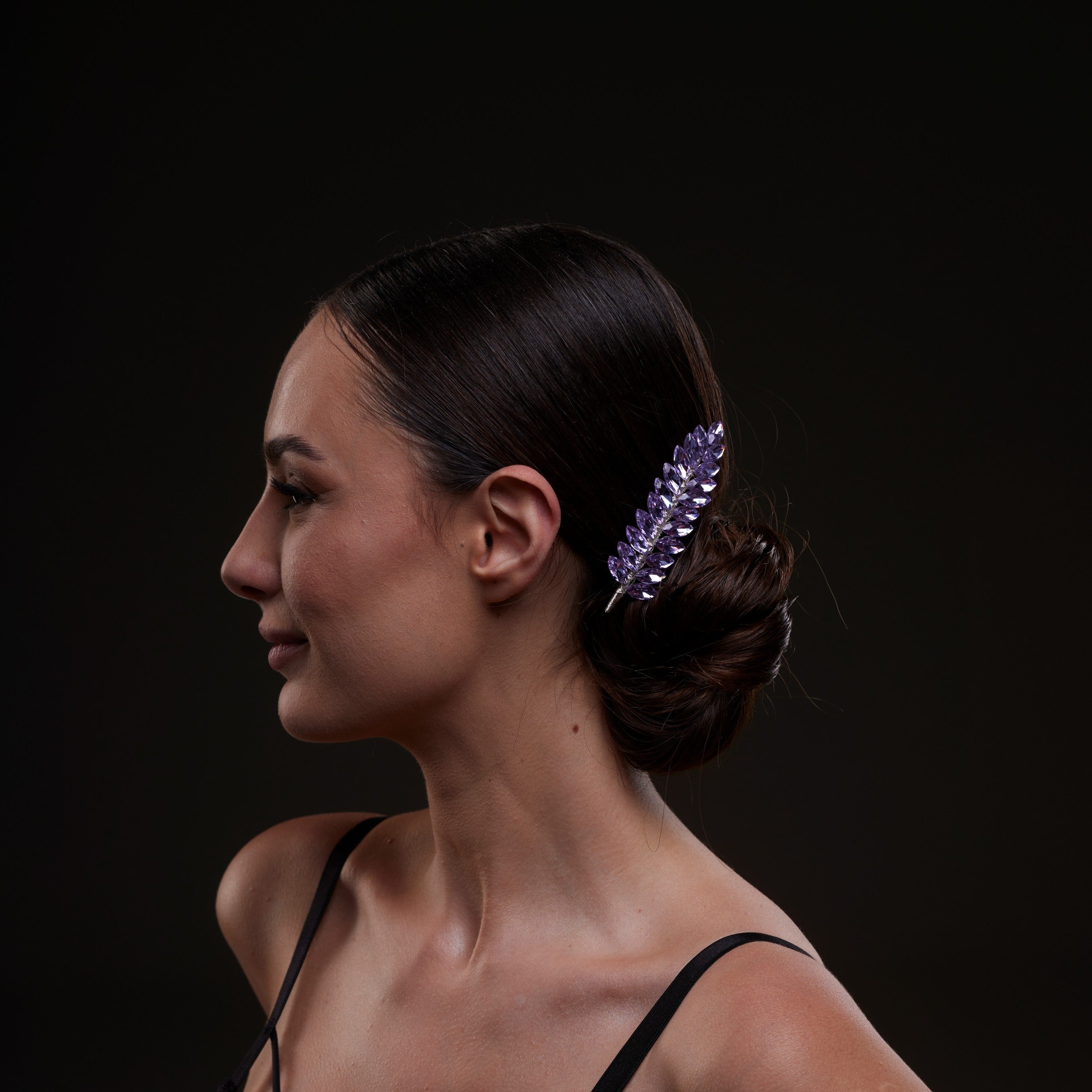 Elegant Lavander Crystal 2-Piece Hair Comb Set