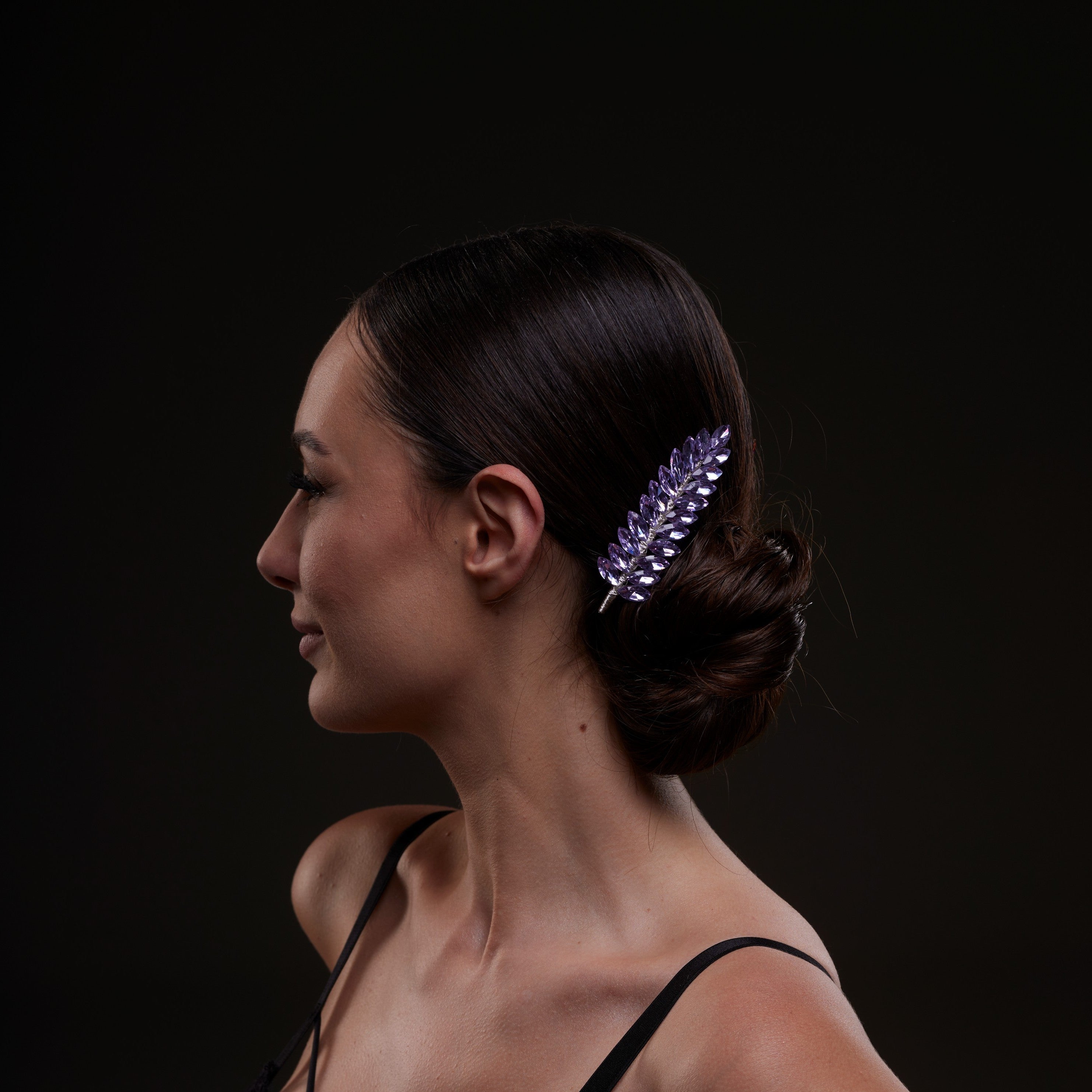 Elegant Lavander Crystal 2-Piece Hair Comb Set