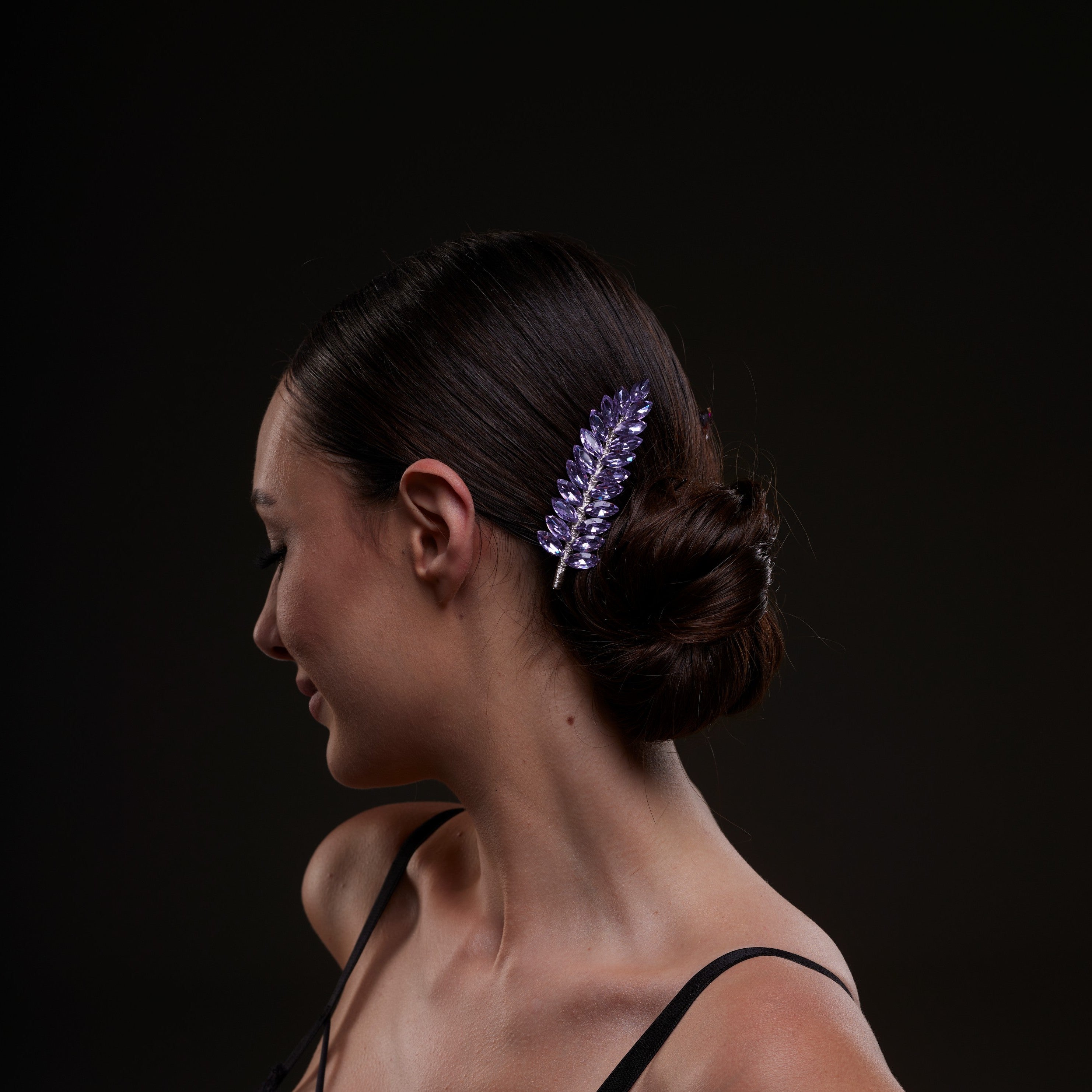 Elegant Lavander Crystal 2-Piece Hair Comb Set