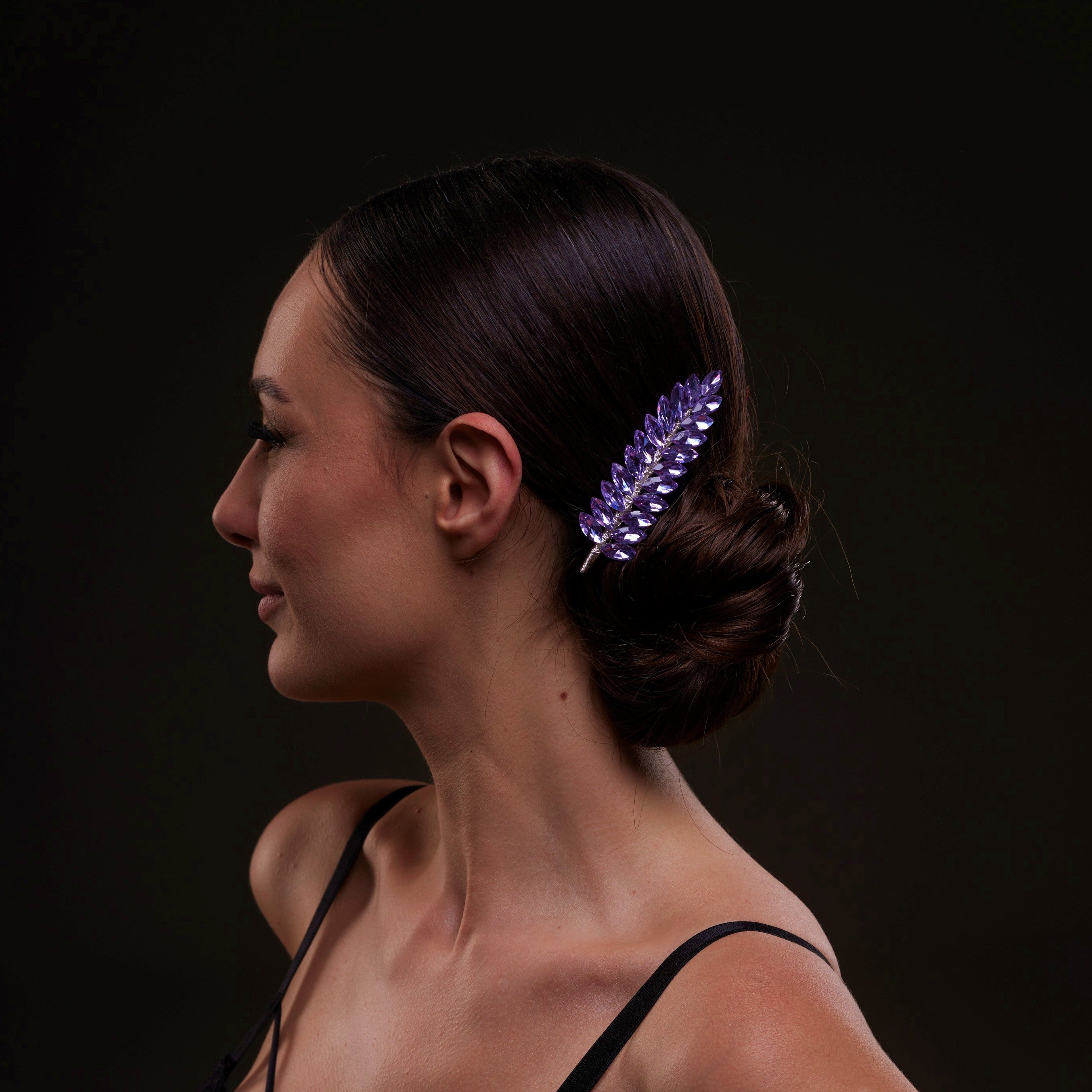 Elegant Lavander Crystal 2-Piece Hair Comb Set