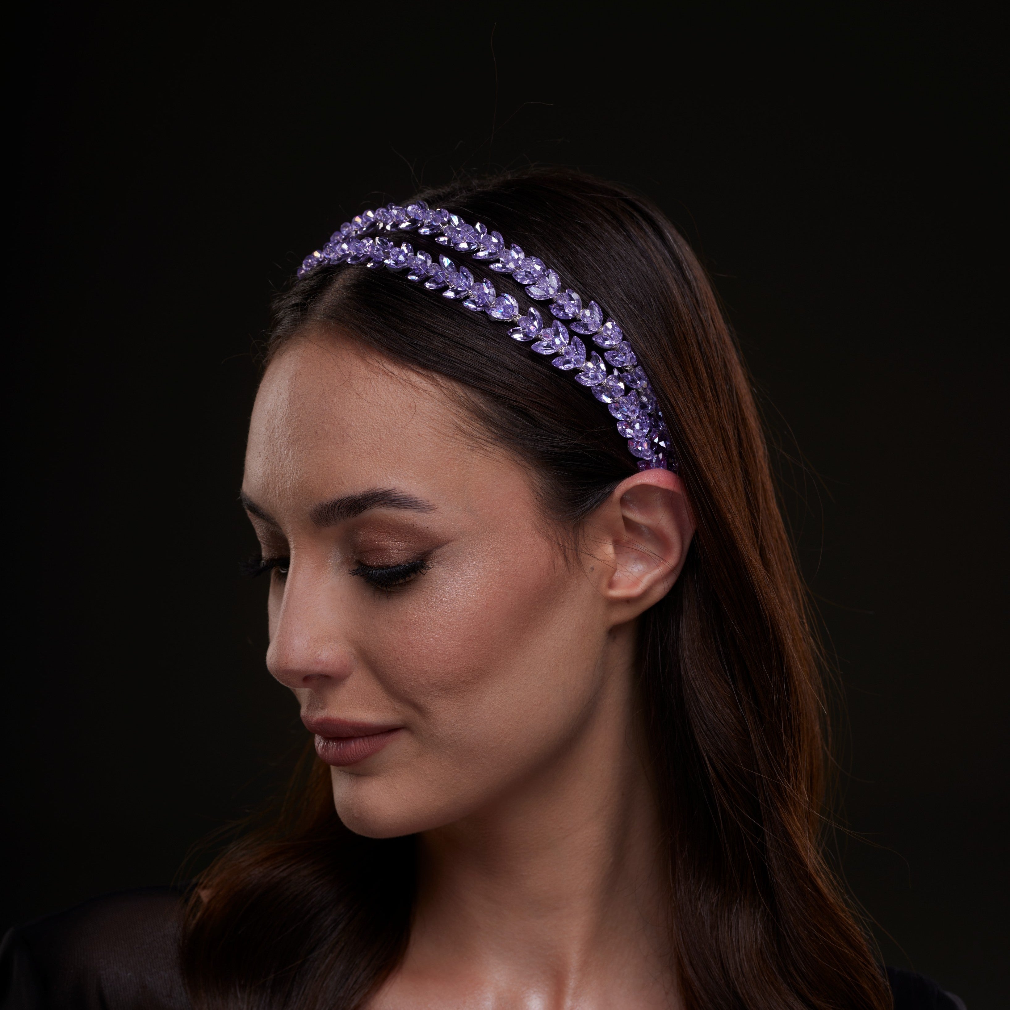 Lavender Crystal Beaded Hairband