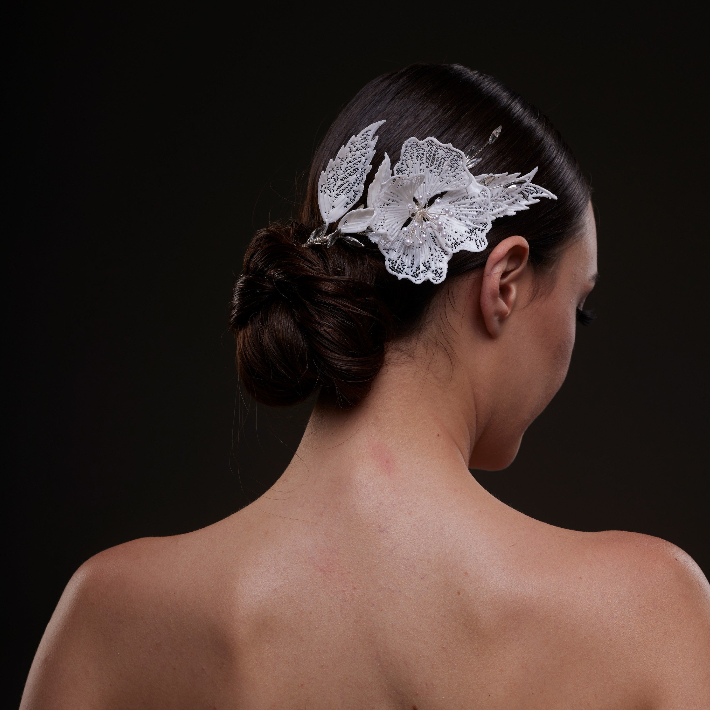 Bridal Flower & Leaf Side Comb