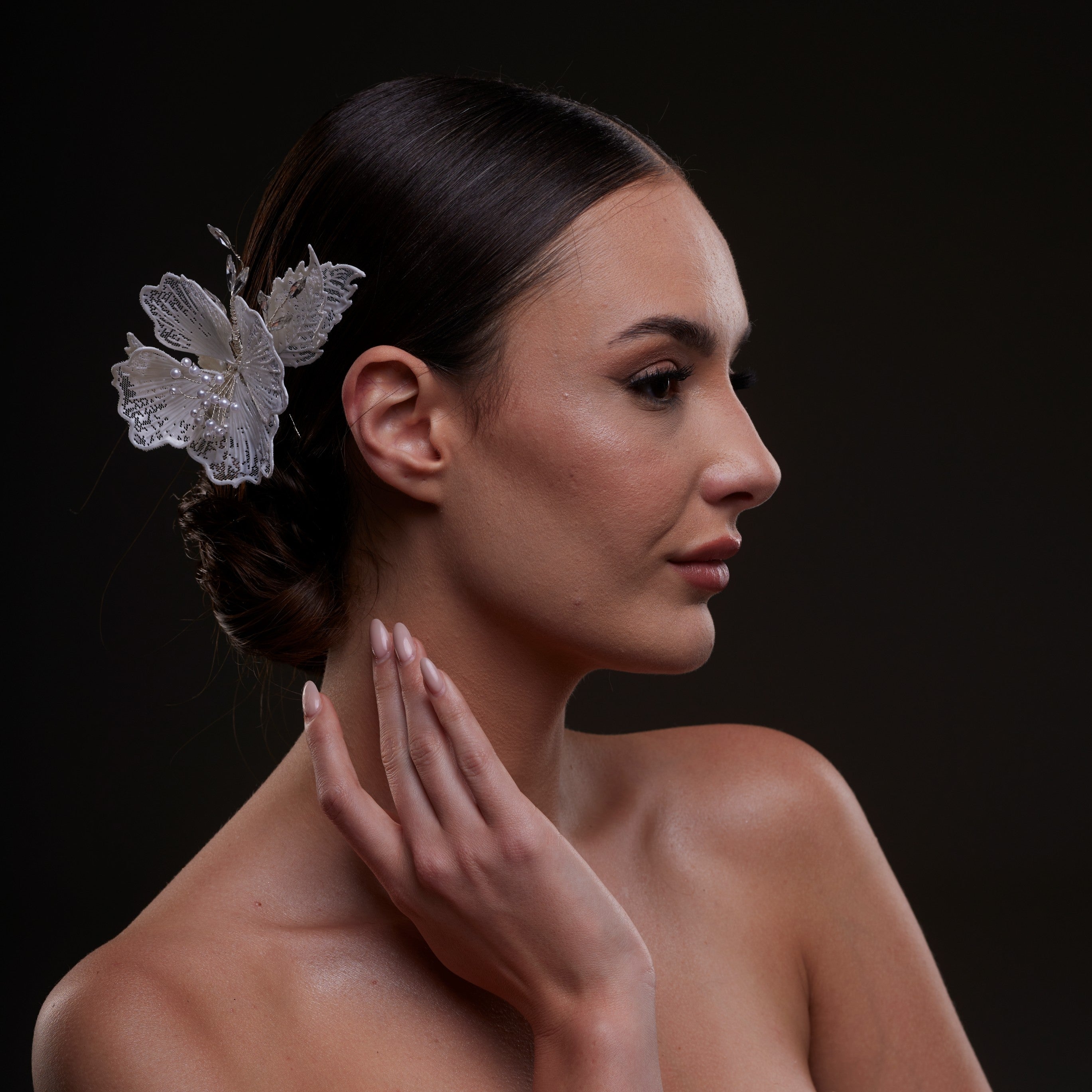 Bridal Flower & Leaf Side Comb