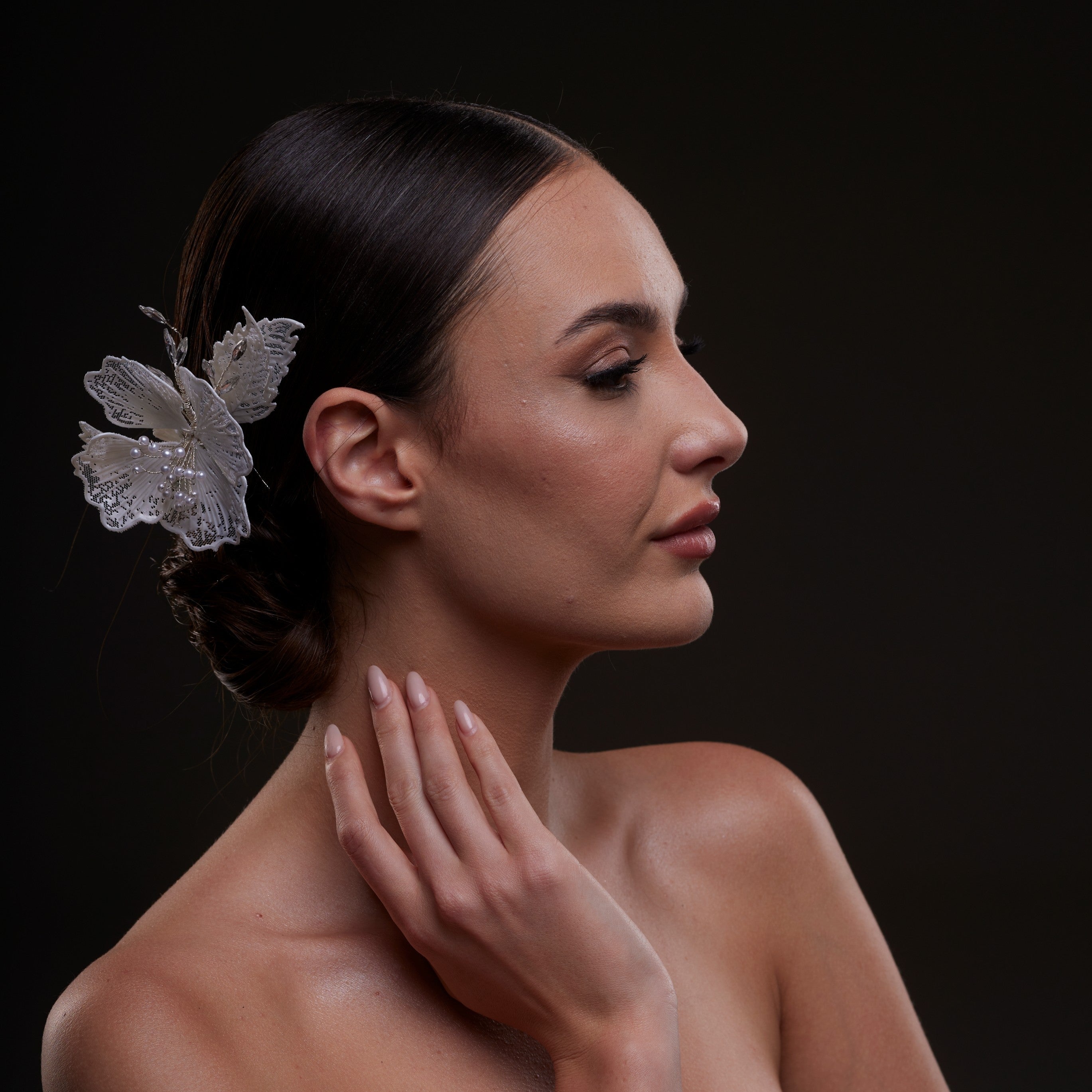 Bridal Flower & Leaf Side Comb