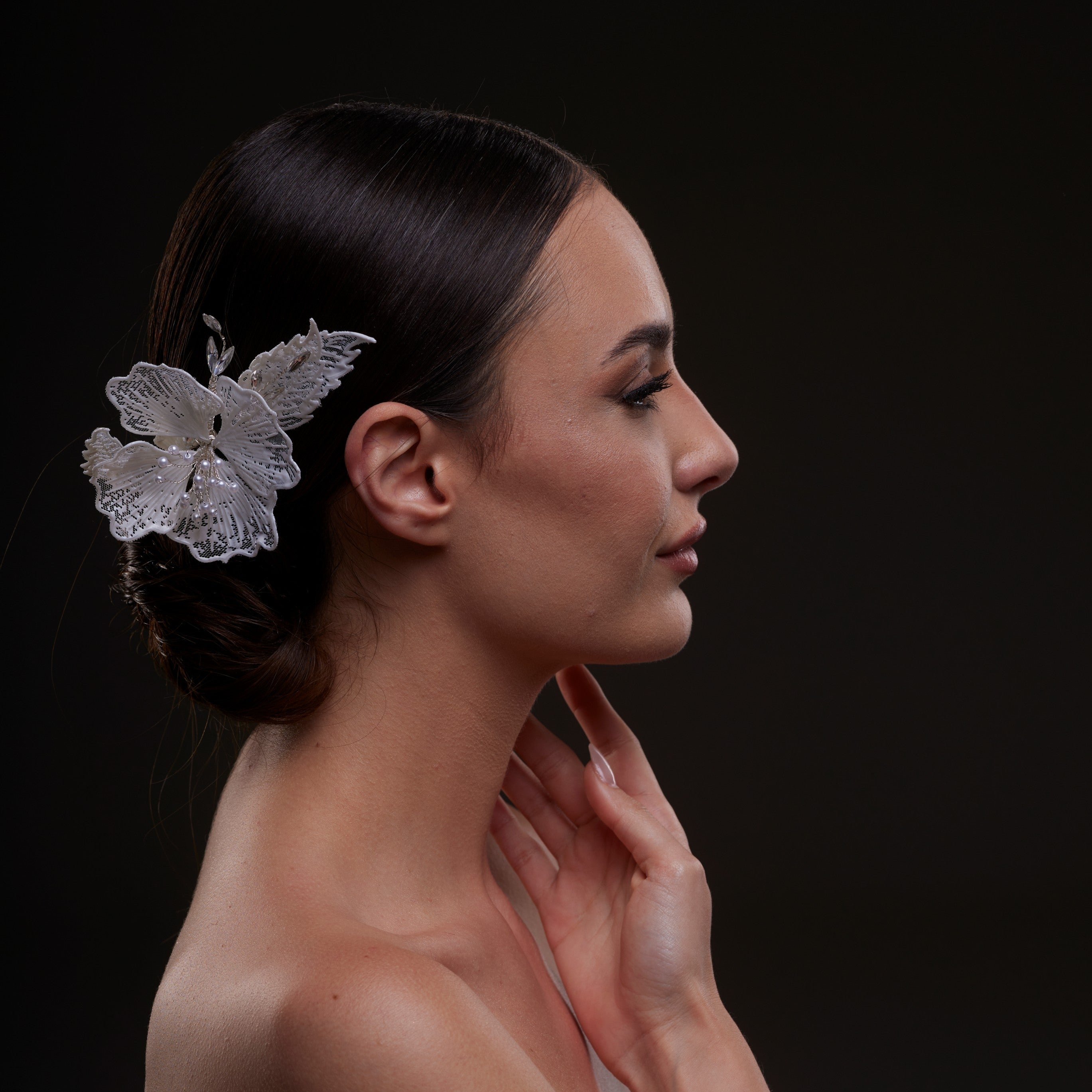 Bridal Flower & Leaf Side Comb