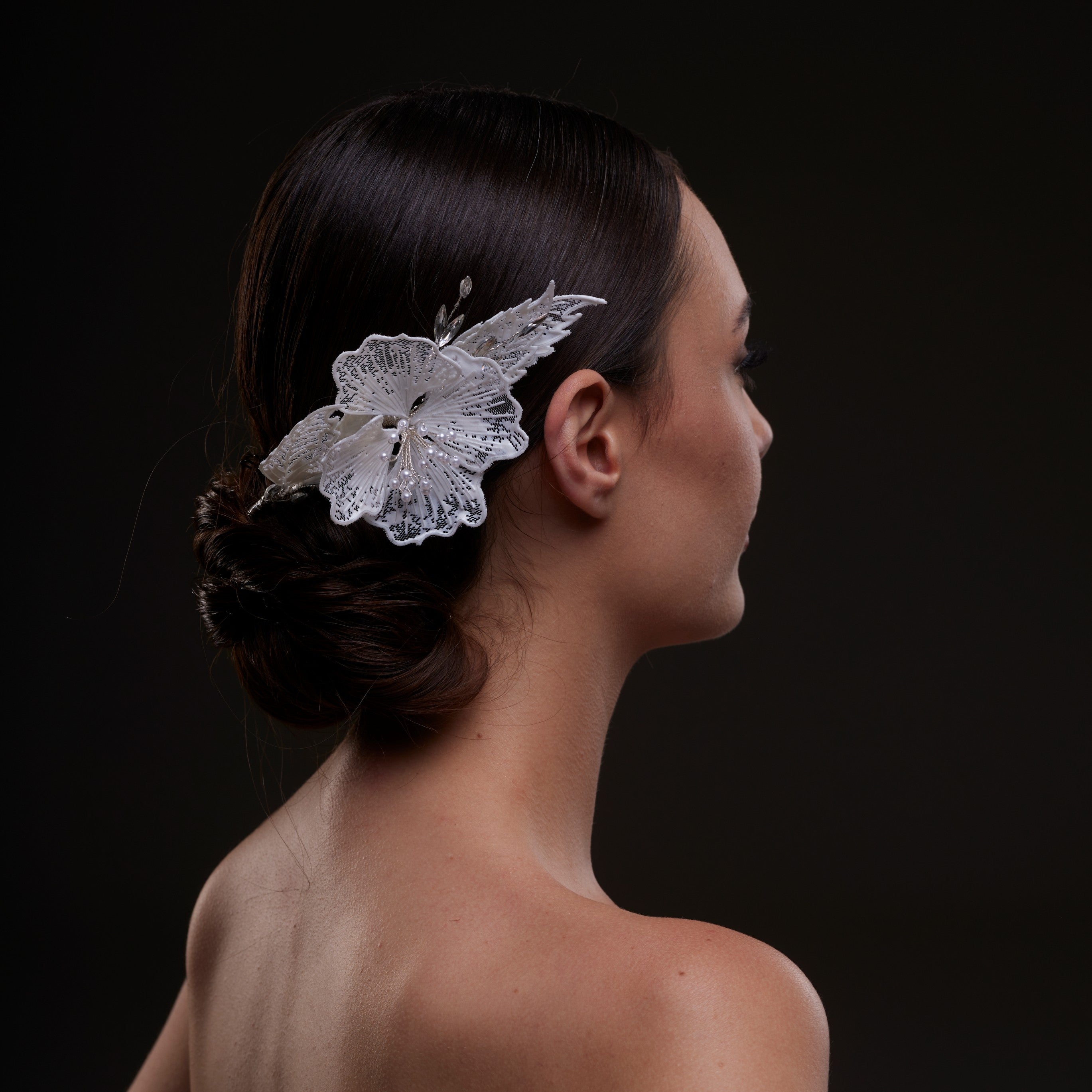 Bridal Flower & Leaf Side Comb