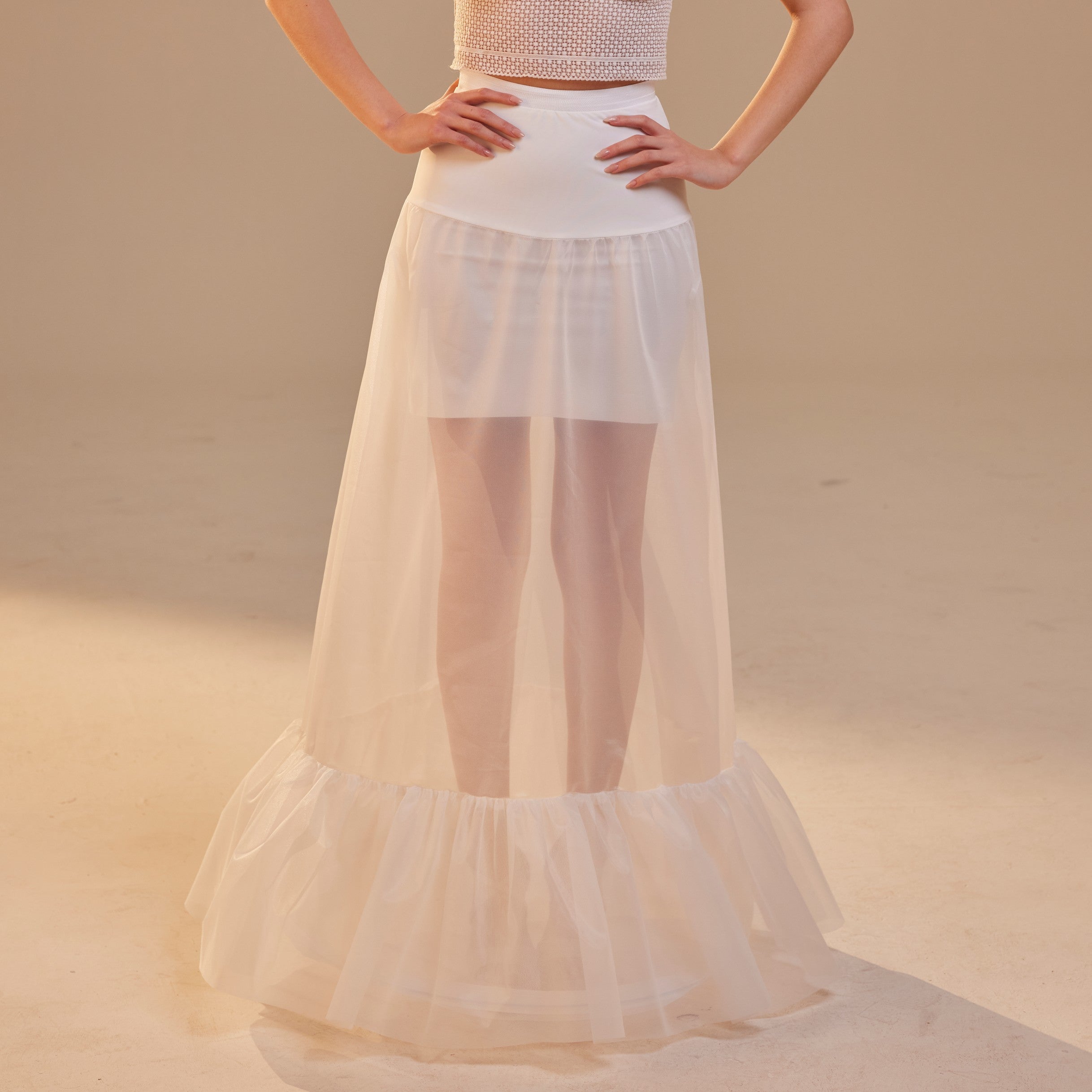 Mermaid Petticoat Skirt  with  Waist Corsage  , Bridal Crinoline Slip