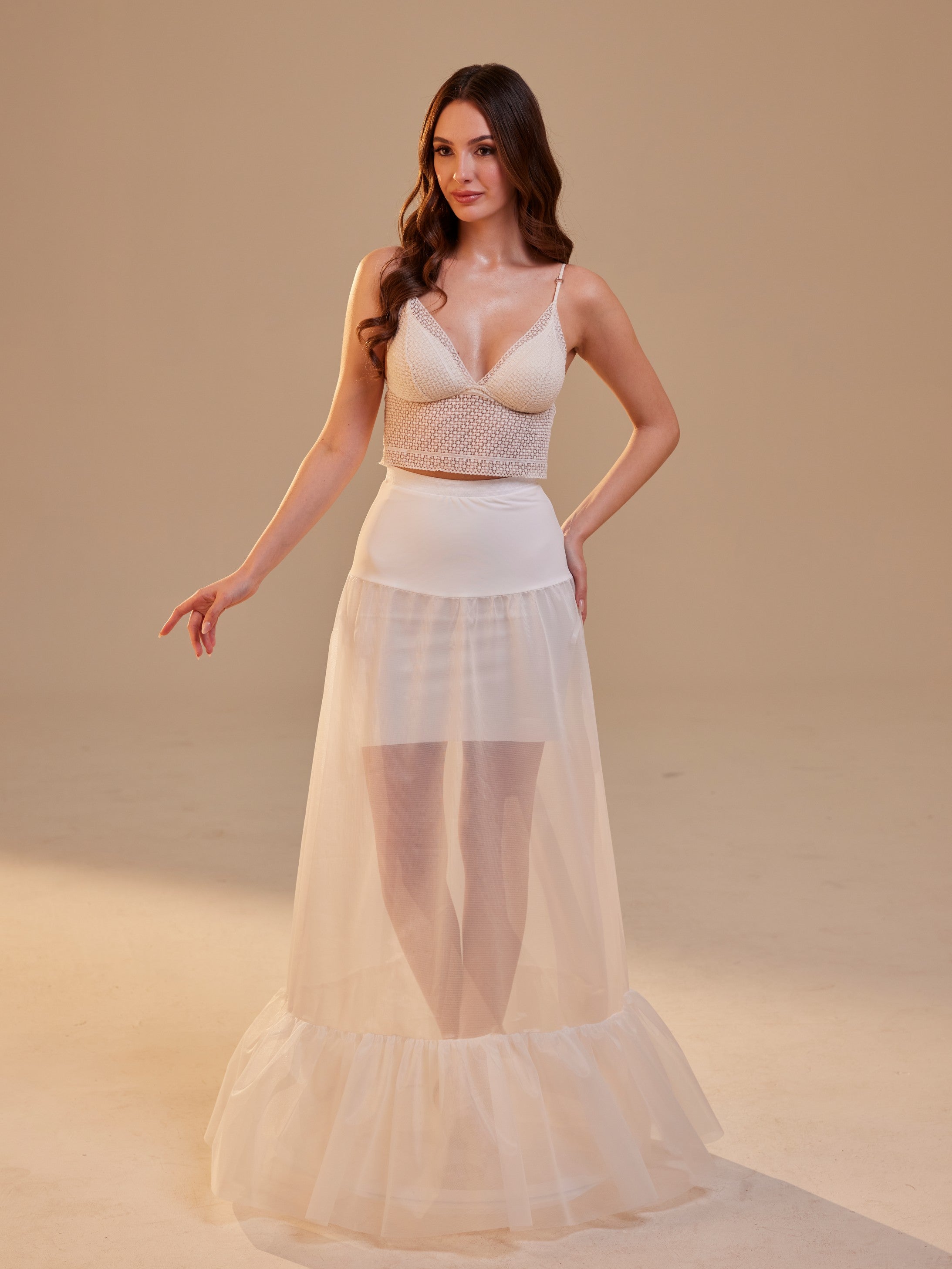 Mermaid Petticoat Skirt  with  Waist Corsage  , Bridal Crinoline Slip