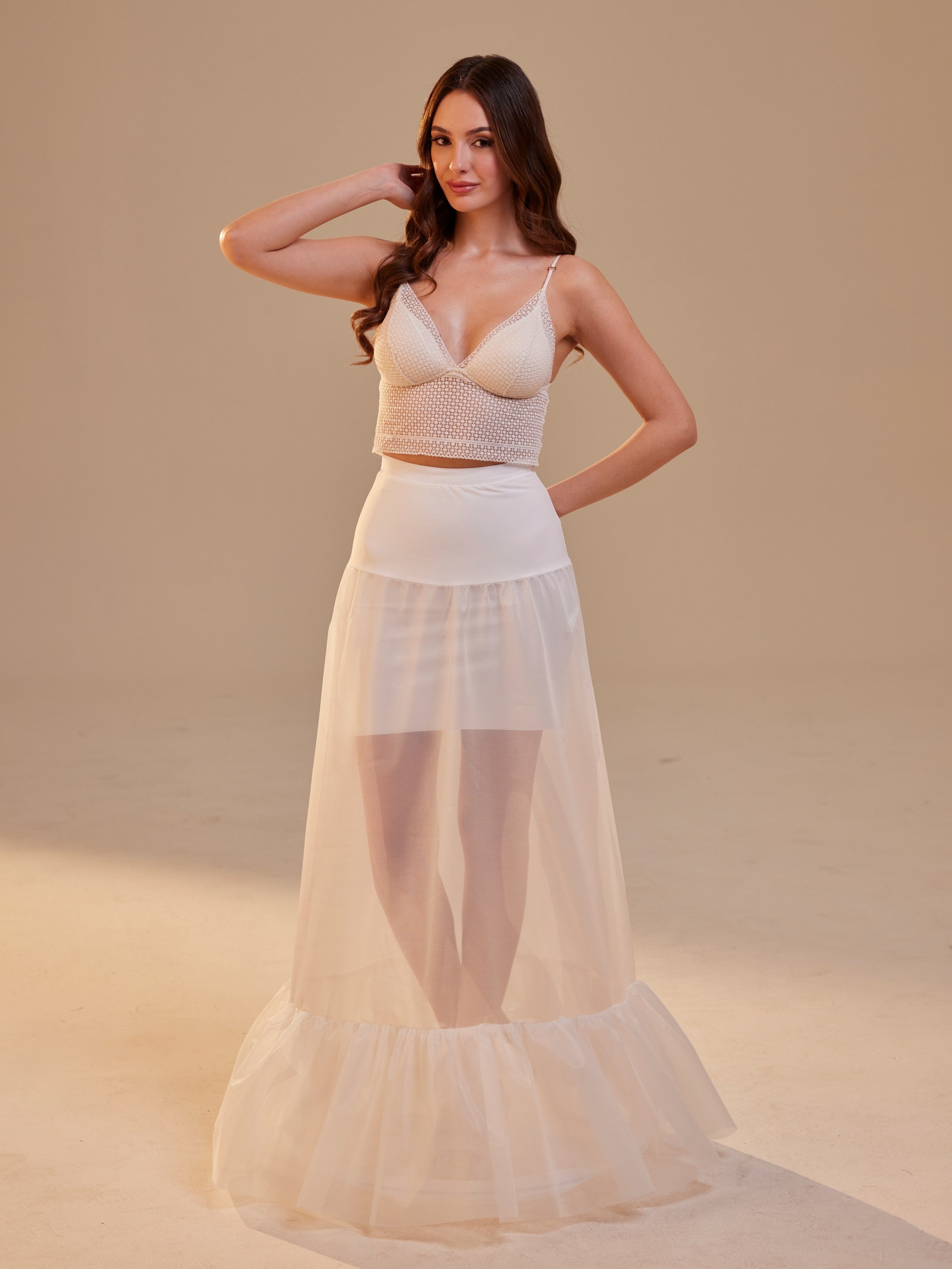 Mermaid Petticoat Skirt  with  Waist Corsage  , Bridal Crinoline Slip