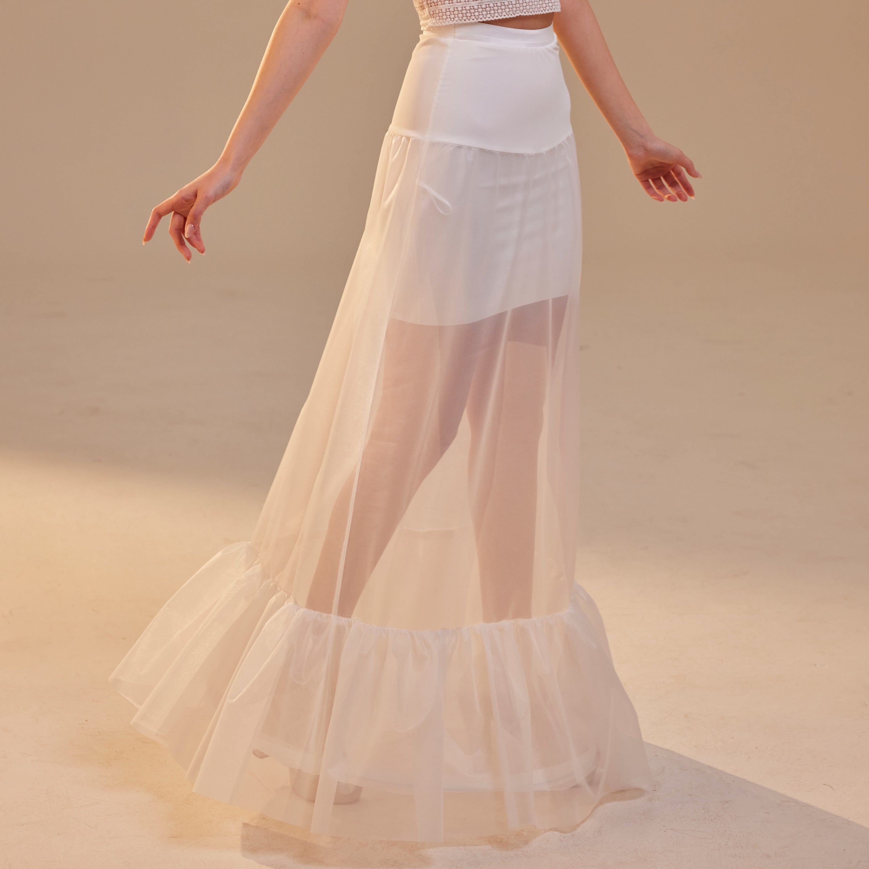 mermaid dress crinoline Ivory Mermaid Bridal Petticoat, No Hoop Fishtail Crinoline, Lycra Waist Wedding Underskirt