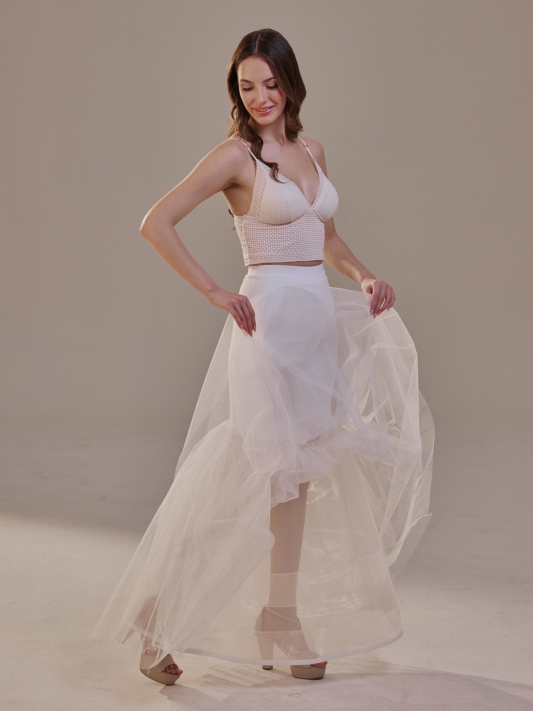 Mermaid Petticoat with Corsage and Hard Net Tulle Underskirt  ,Wedding Crinoline with Petticoat Netting Fabric