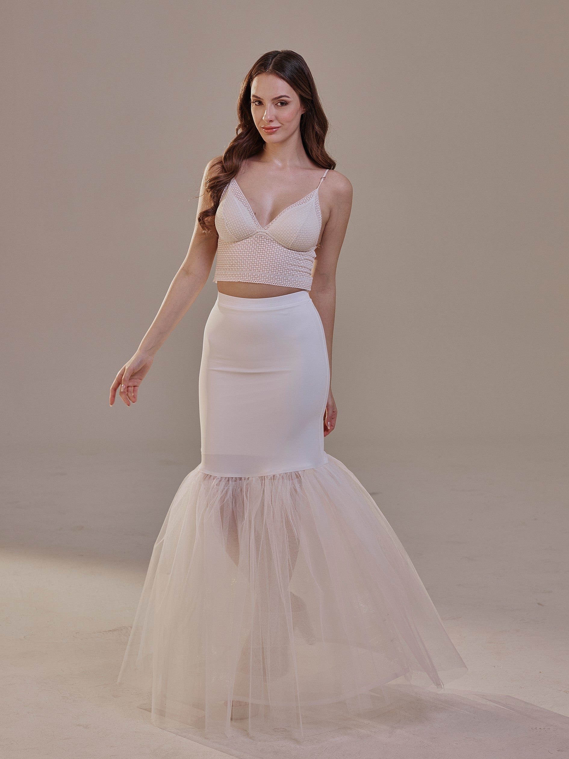 Mermaid Petticoat with Corsage and Hard Net Tulle Underskirt ,Wedding Crinoline with Petticoat Netting Fabric M