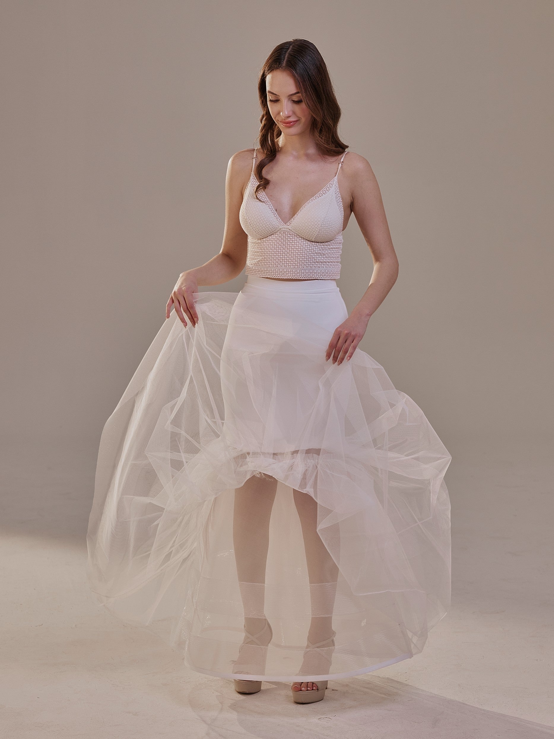 Mermaid Petticoat with Corsage and Hard Net Tulle Underskirt  ,Wedding Crinoline with Petticoat Netting Fabric