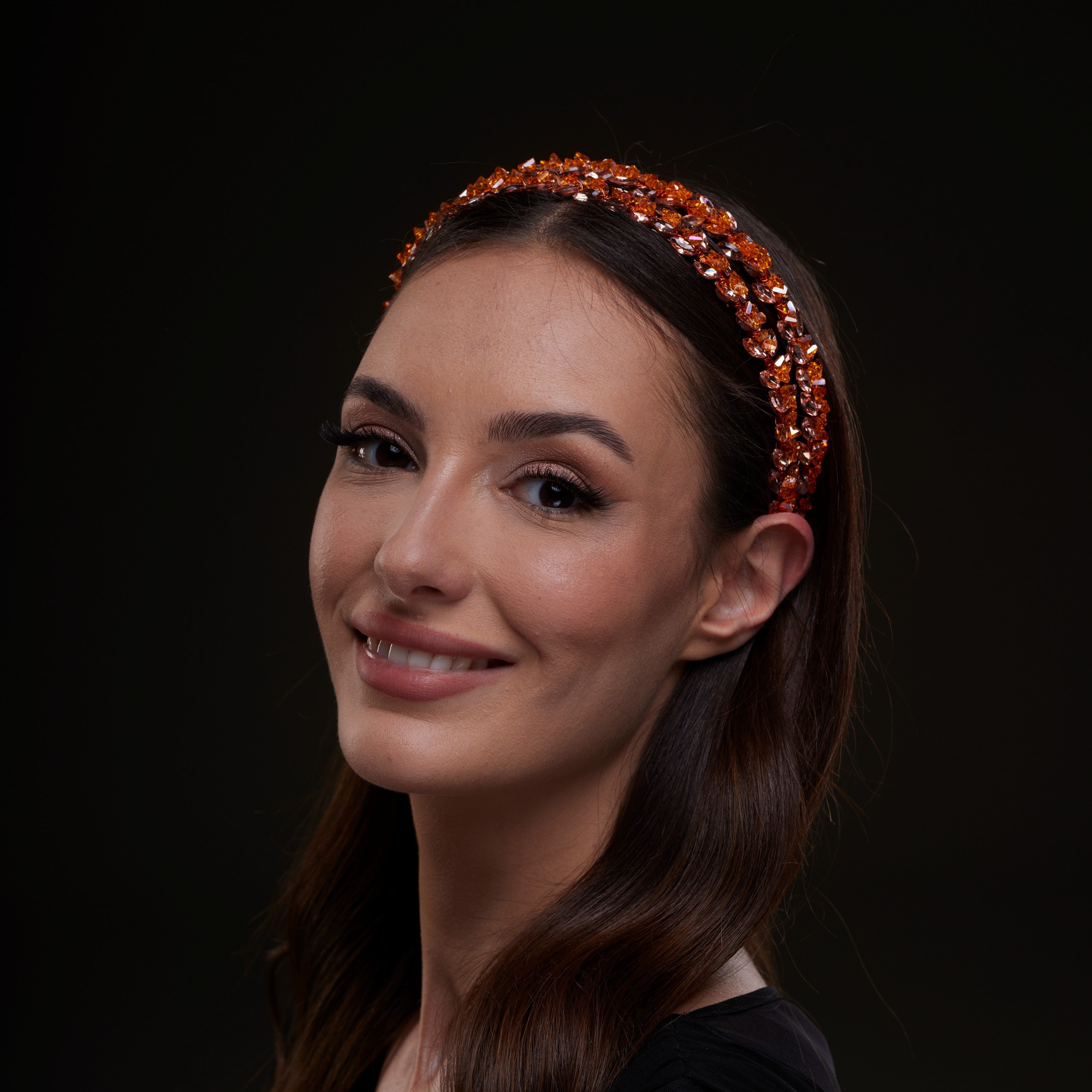 Orange Crystal Beaded Hairband