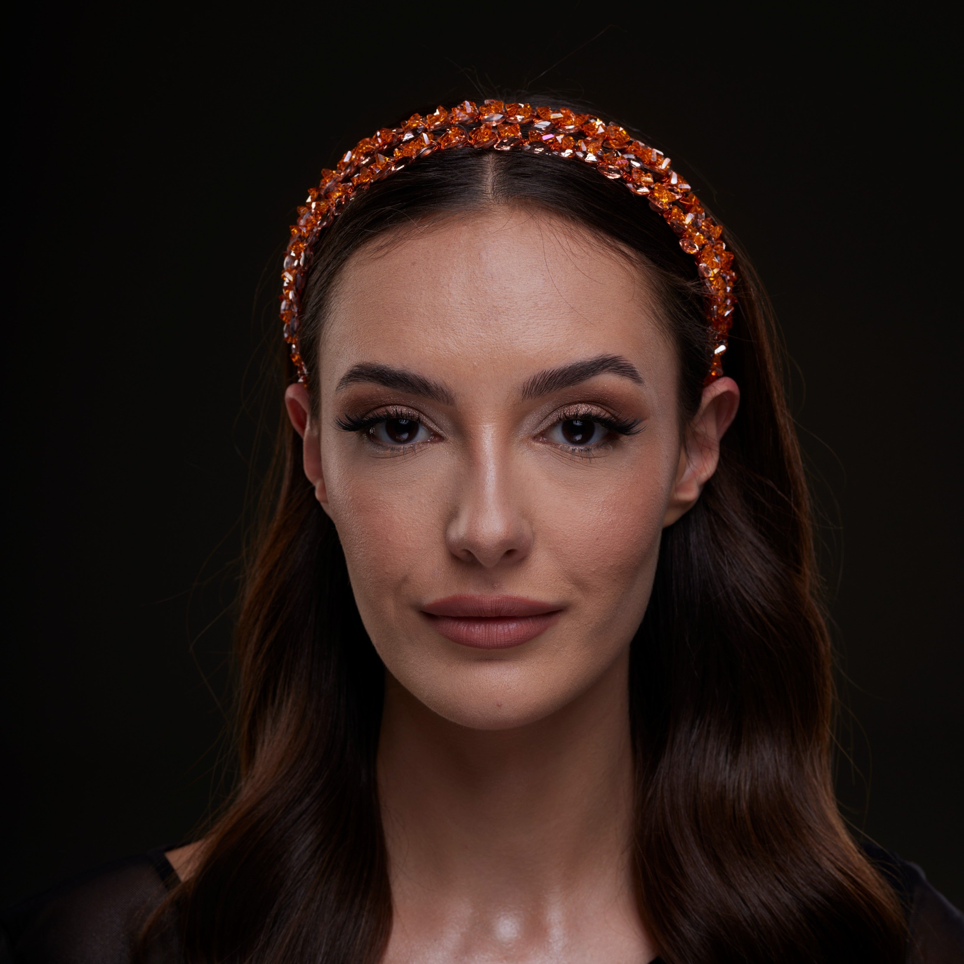 Orange Crystal Beaded Hairband