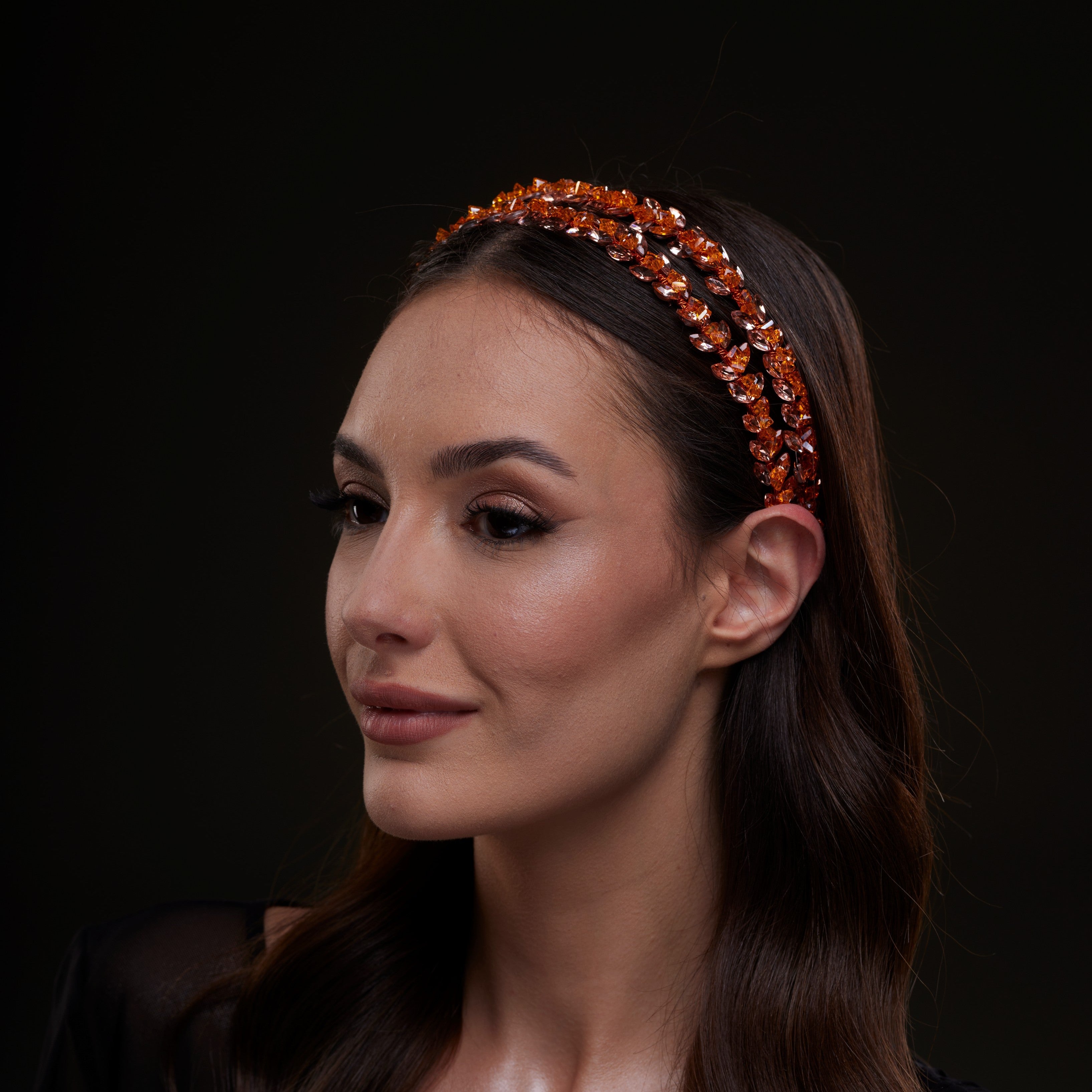 Orange Crystal Beaded Hairband