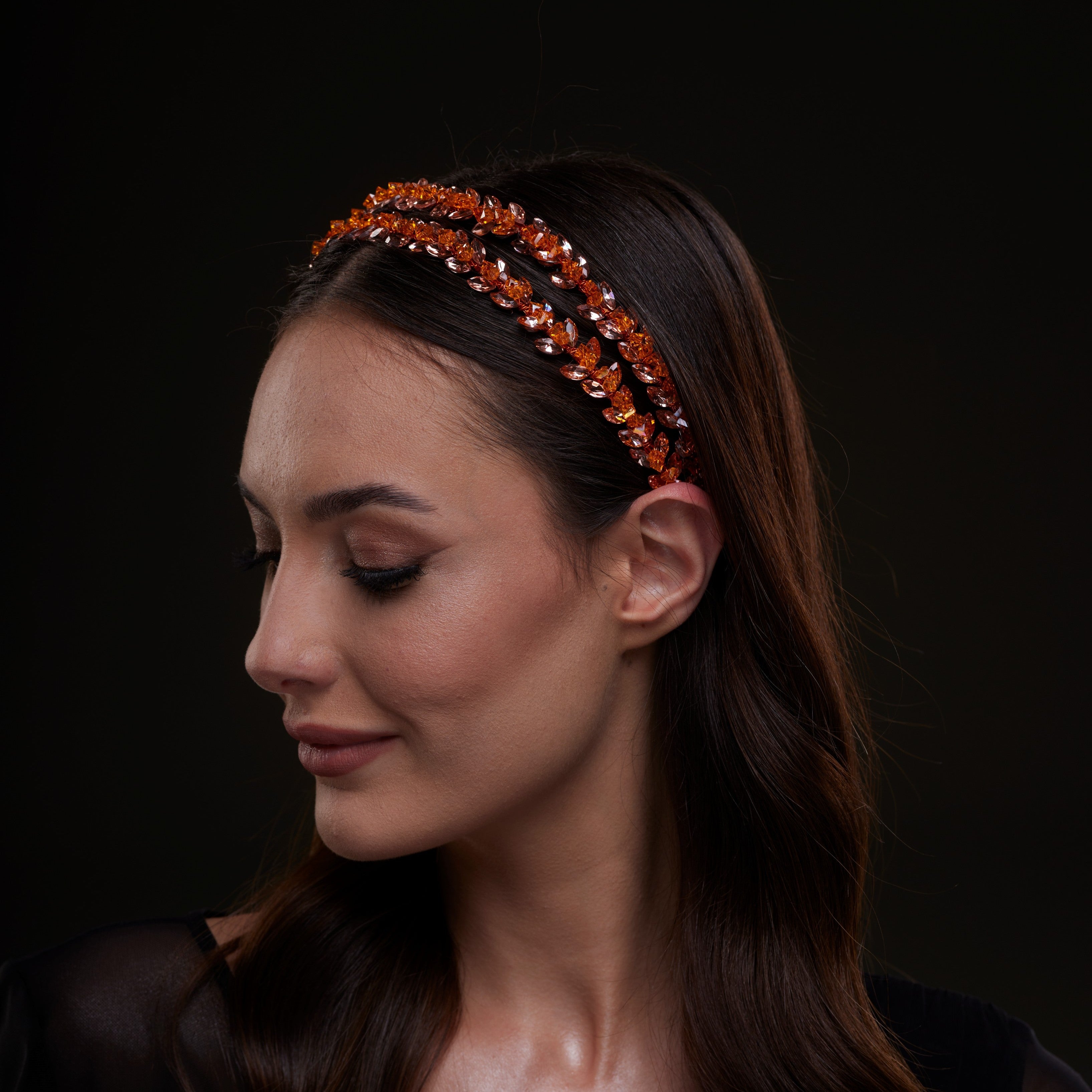 Orange Crystal Beaded Hairband