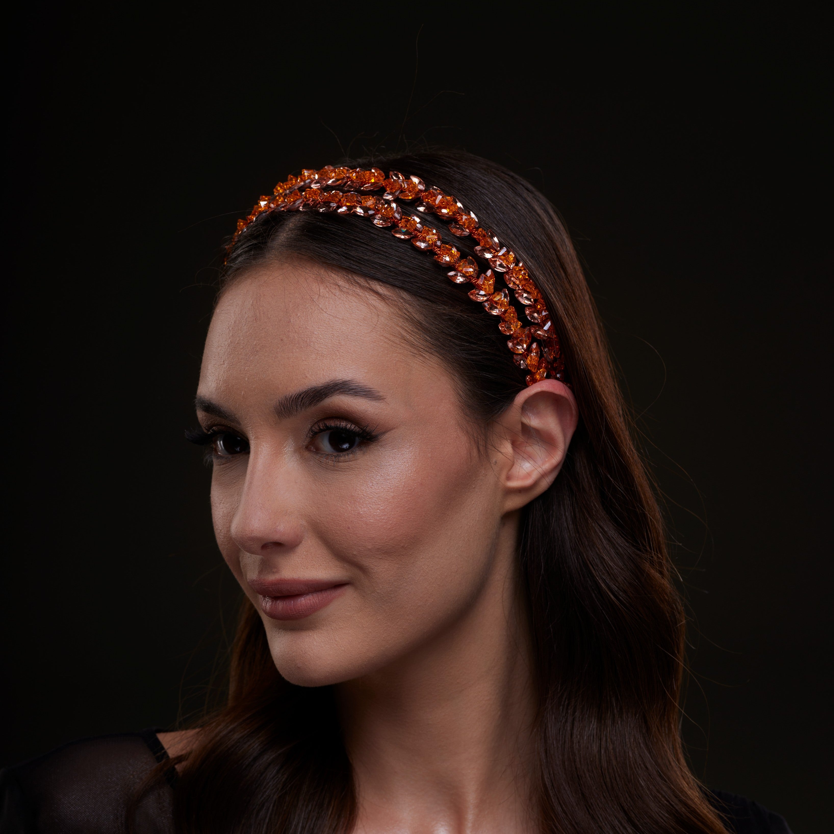 Orange Crystal Beaded Hairband