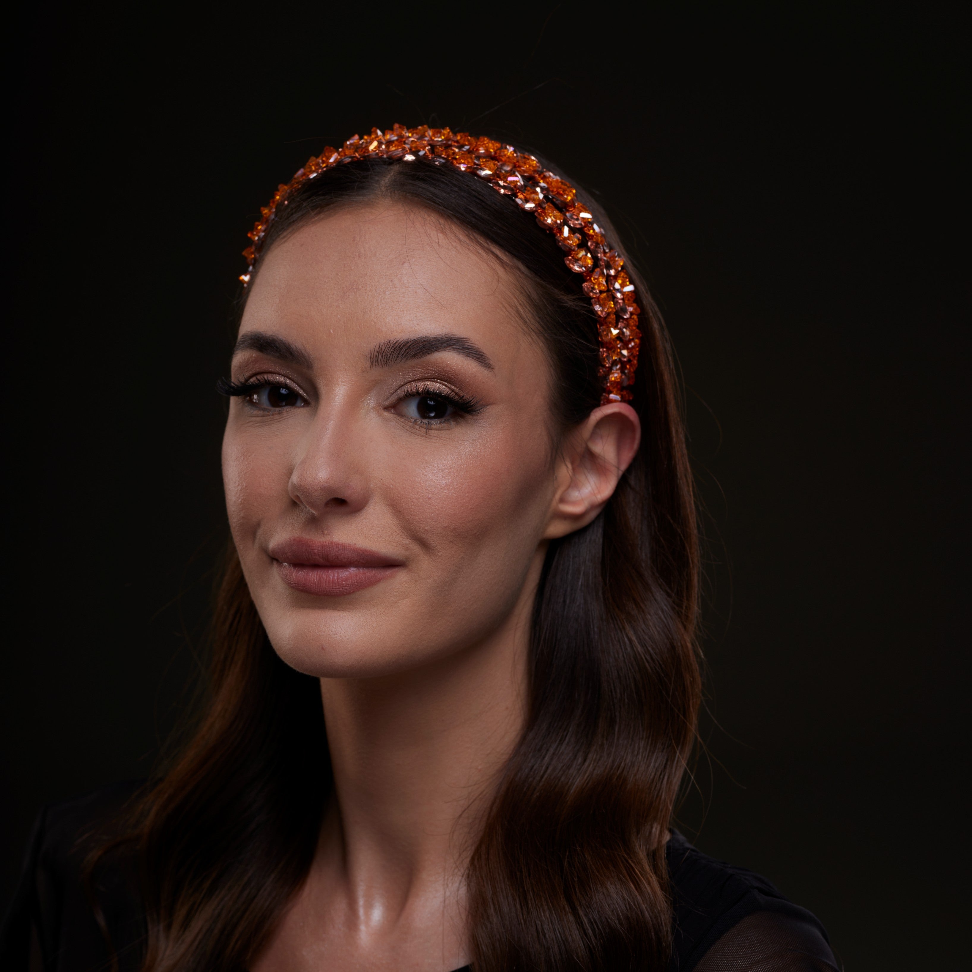 Orange Crystal Beaded Hairband