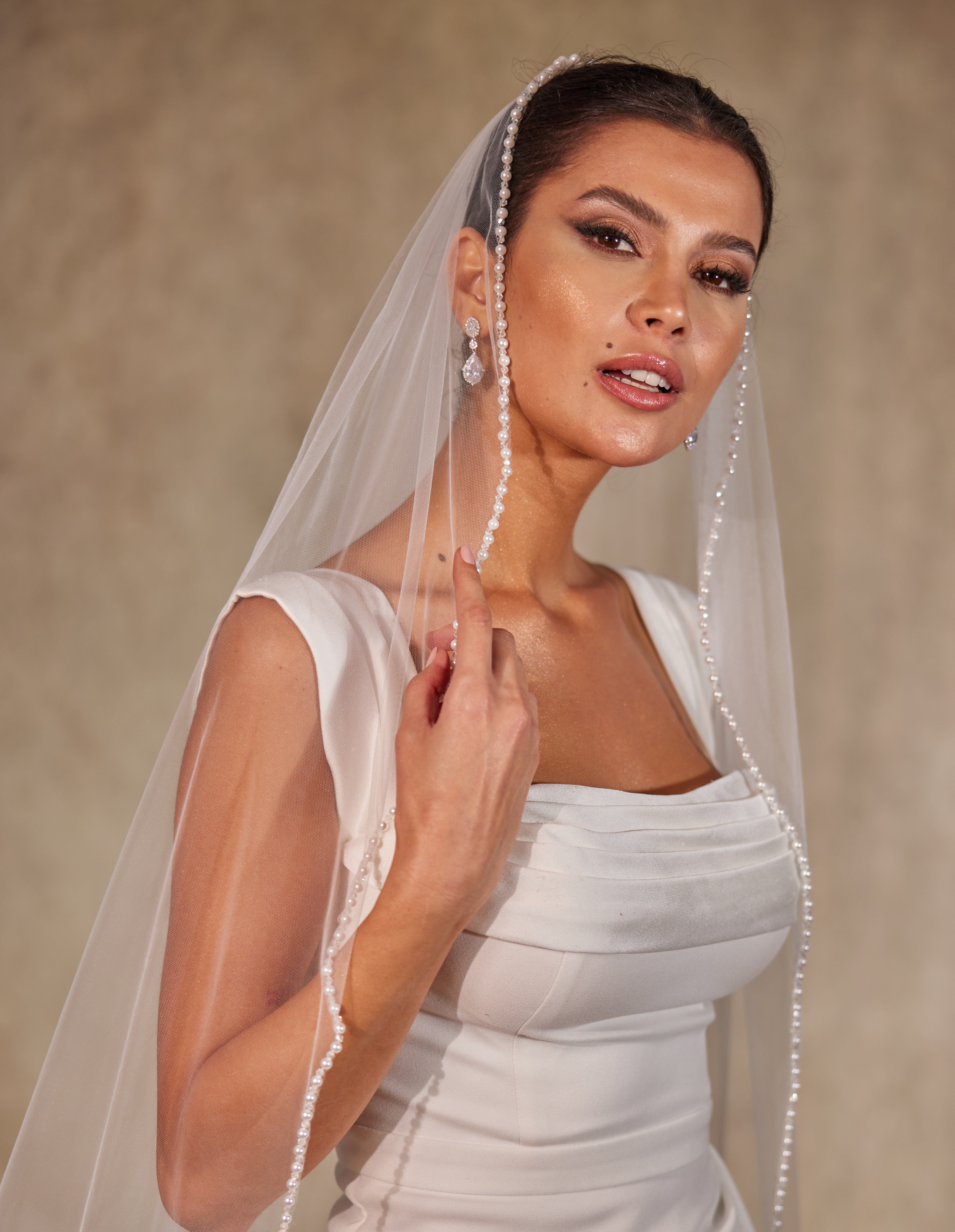 Bead and Pearl Edge Wedding Veil