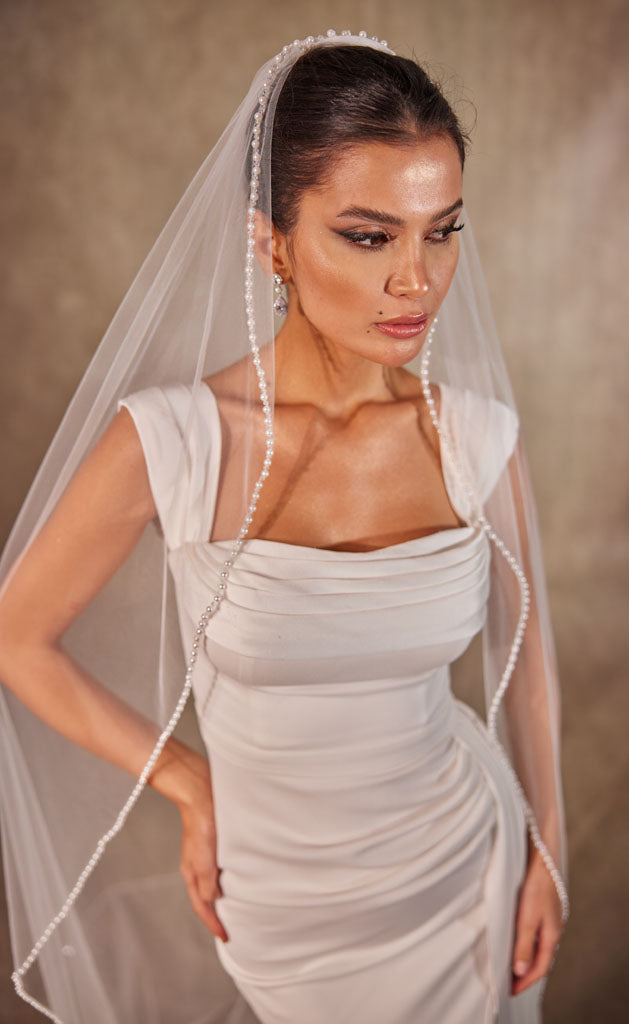 Bead and Pearl Edge Wedding Veil