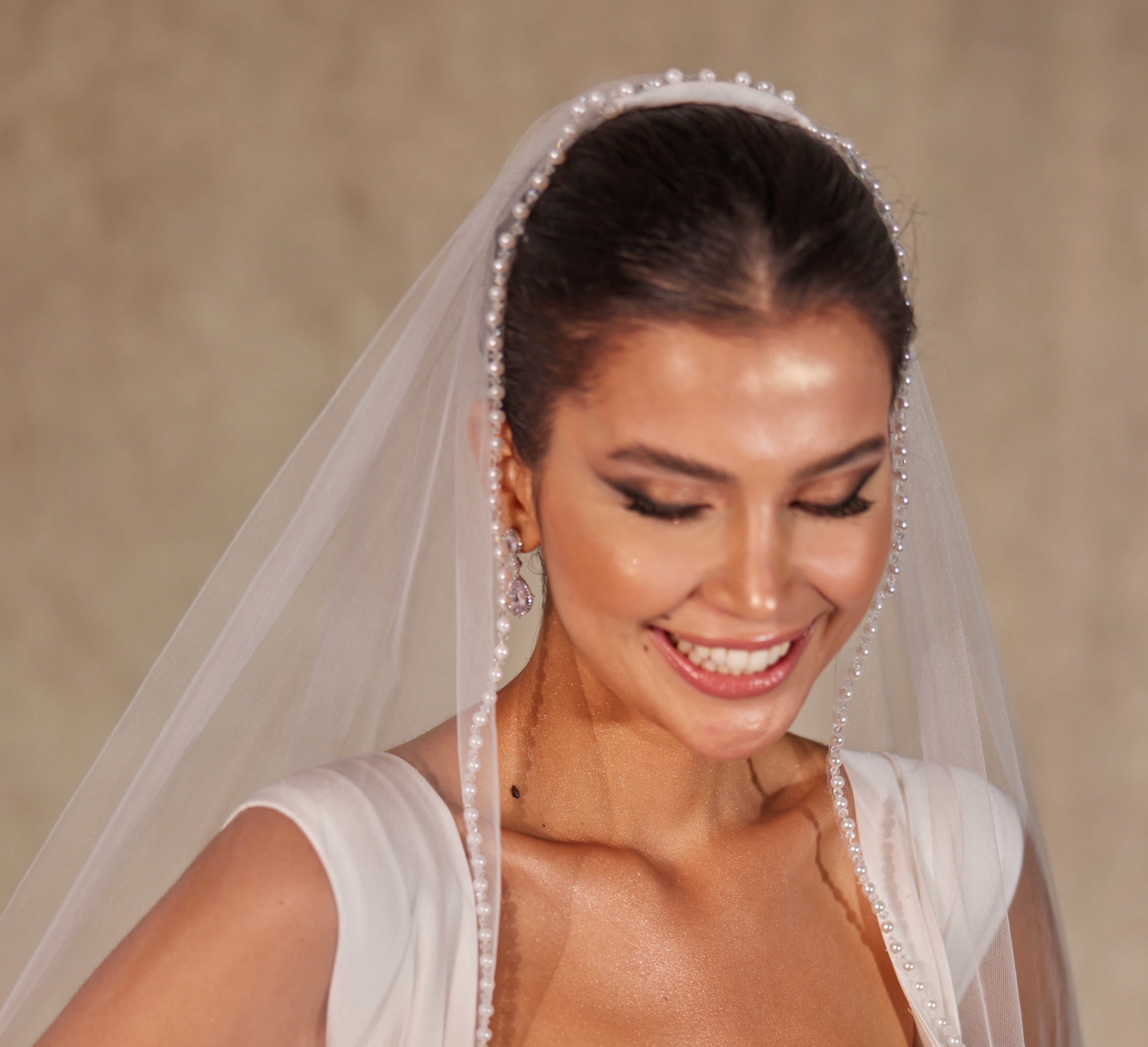 Bead and Pearl Edge Wedding Veil