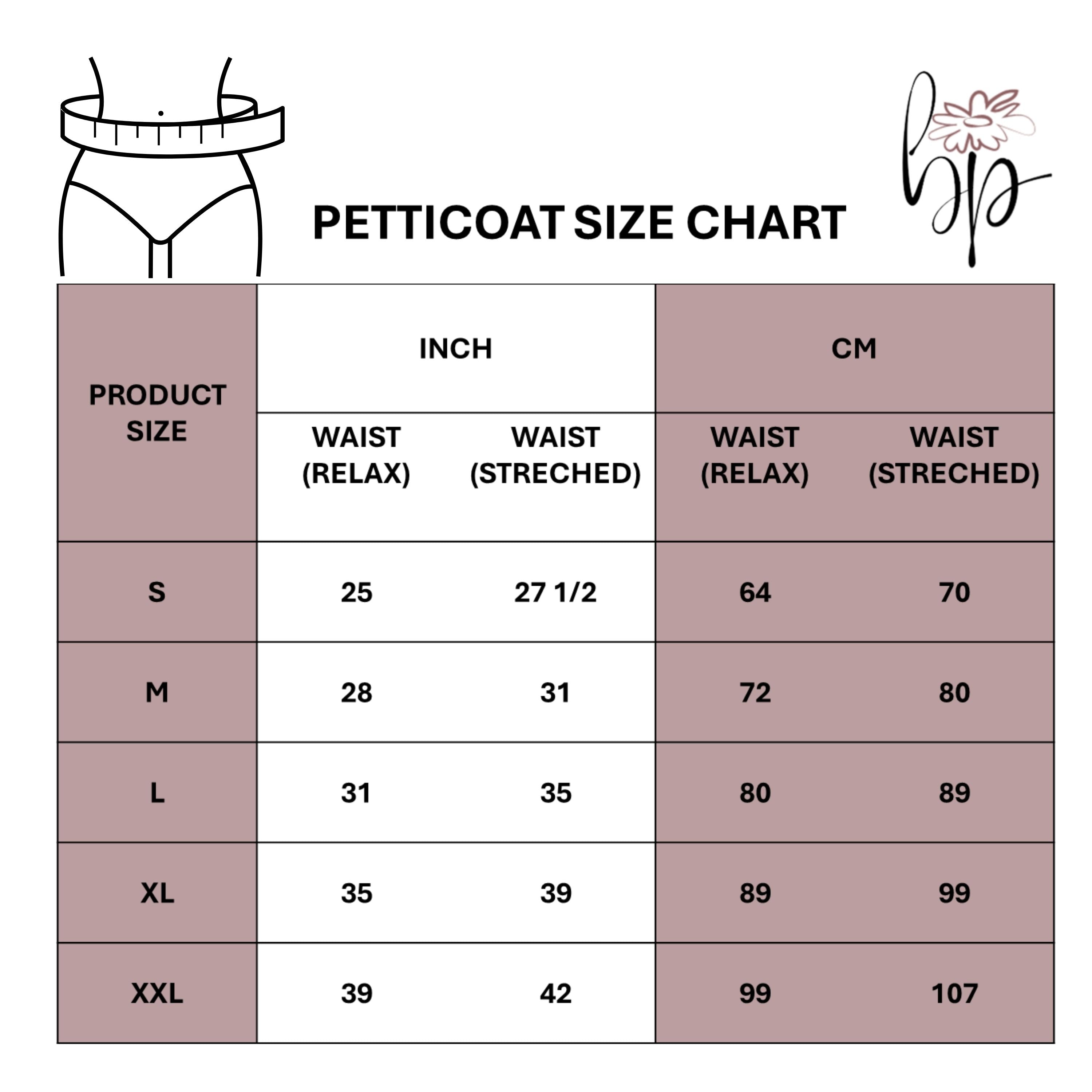 PetticoatSizeChart