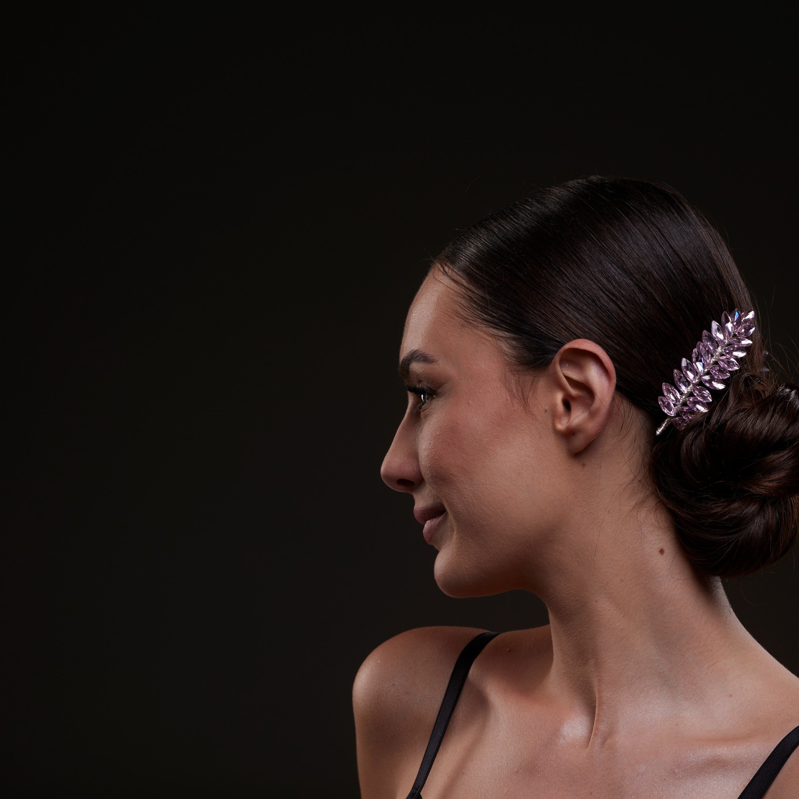 Elegant Pink Crystal Leaf Hair Comb Set