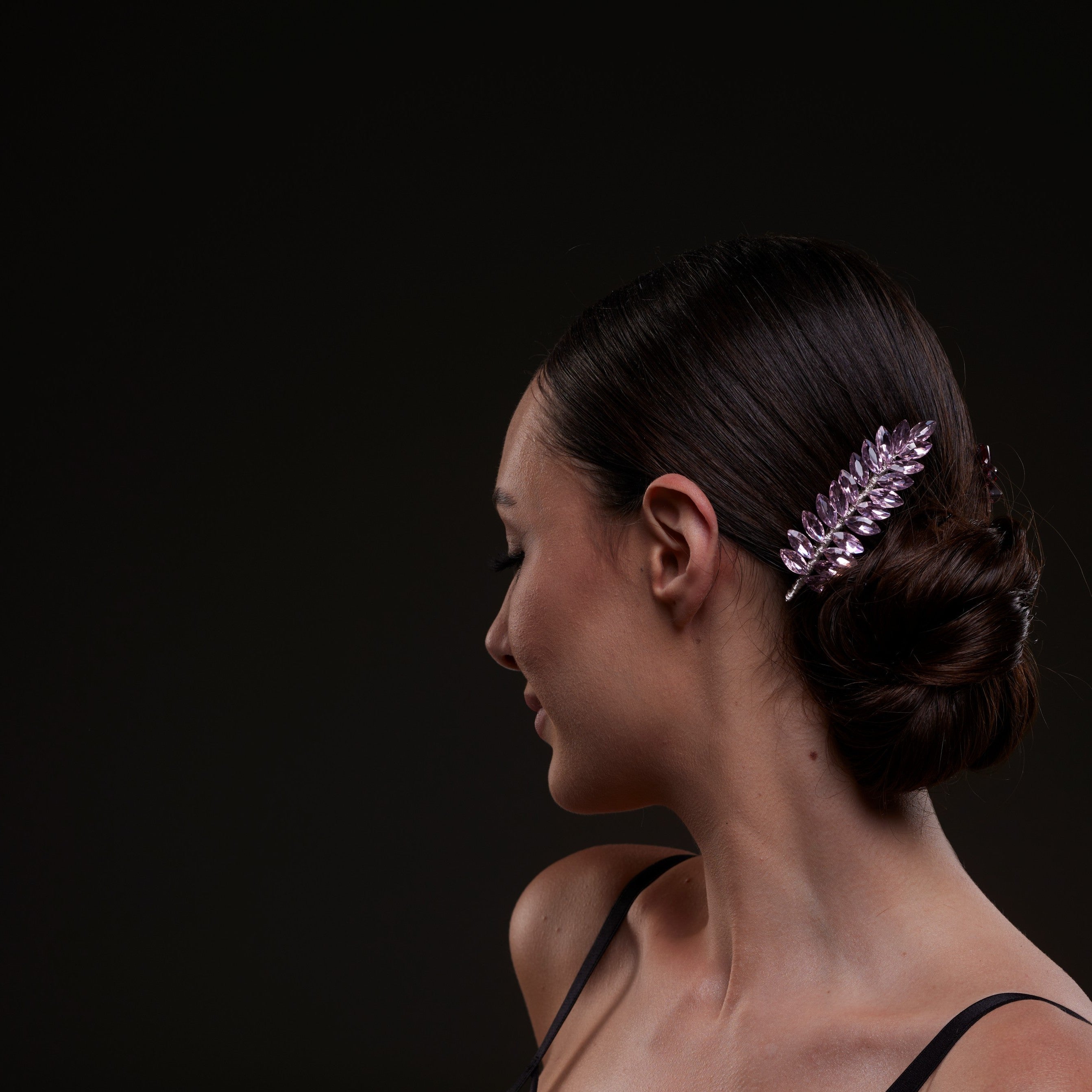 Elegant Pink Crystal Leaf Hair Comb Set