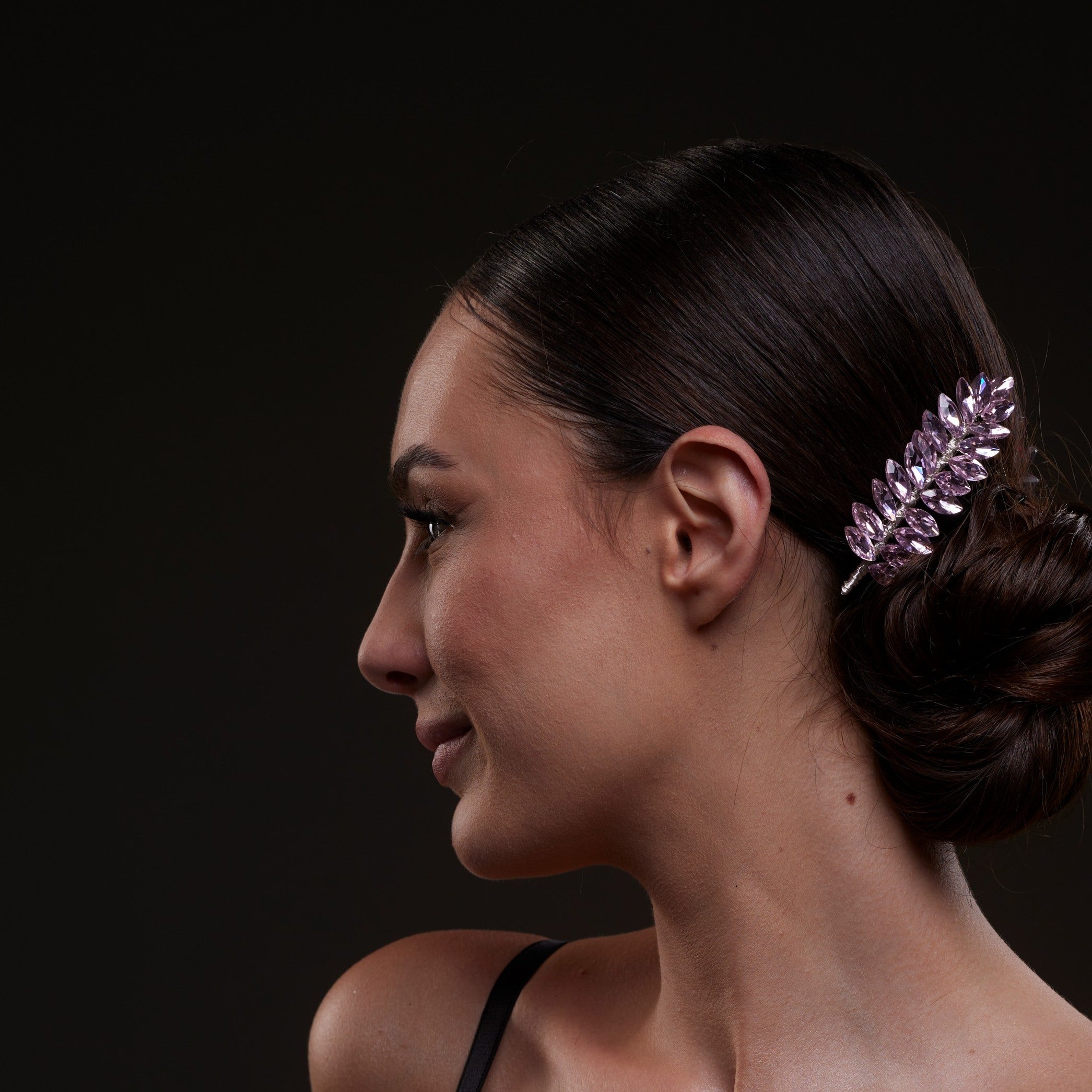 Elegant Pink Crystal Leaf Hair Comb Set