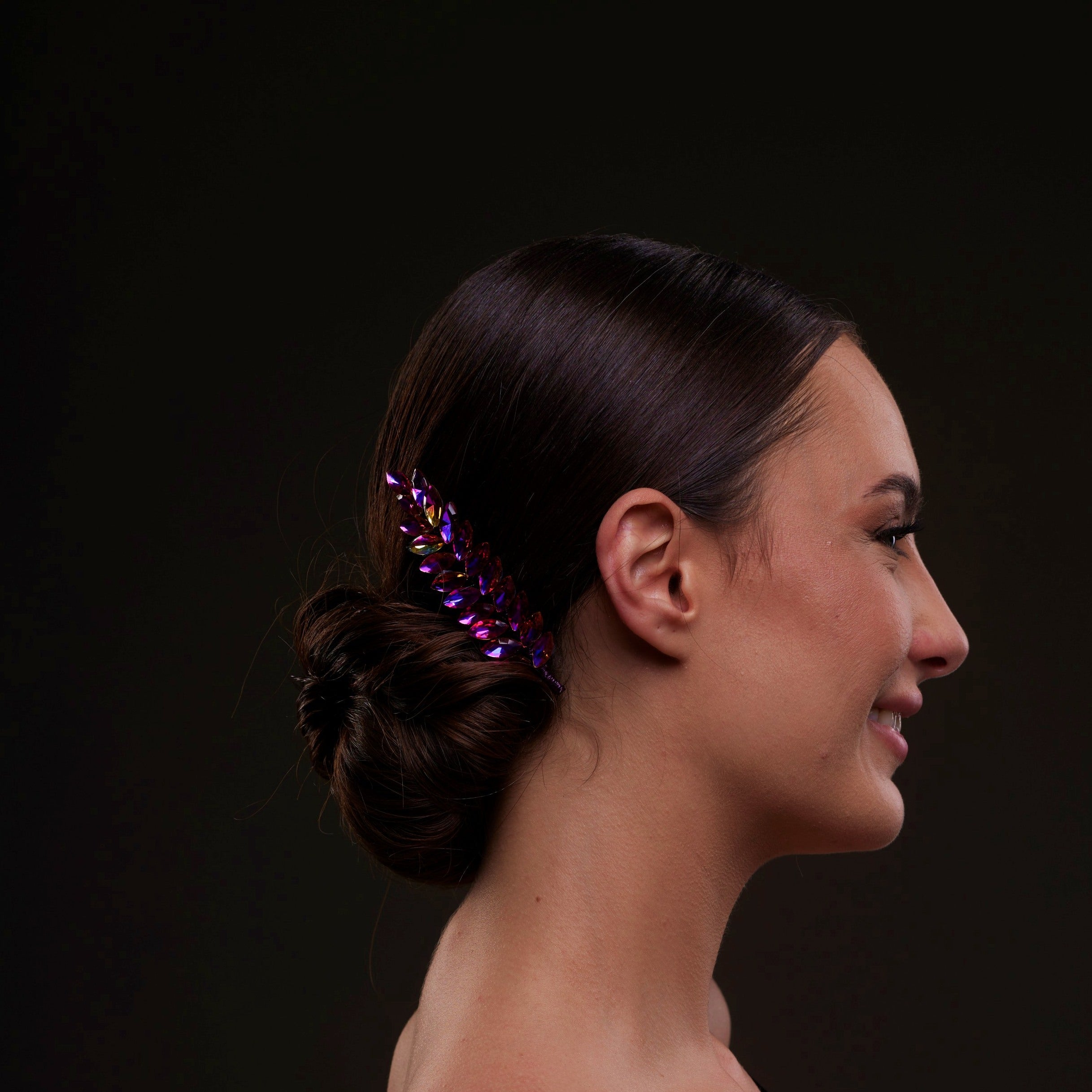 Iridescent Purple Crystal 2-Piece Hair Comb Set