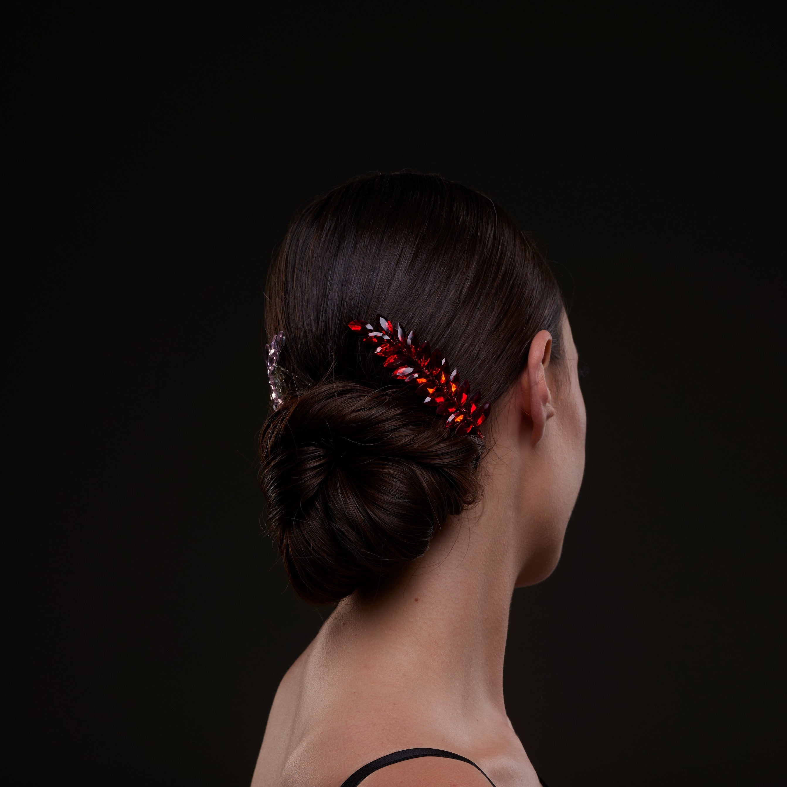 Elegant Red Crystal 2-Piece Hair Comb Set