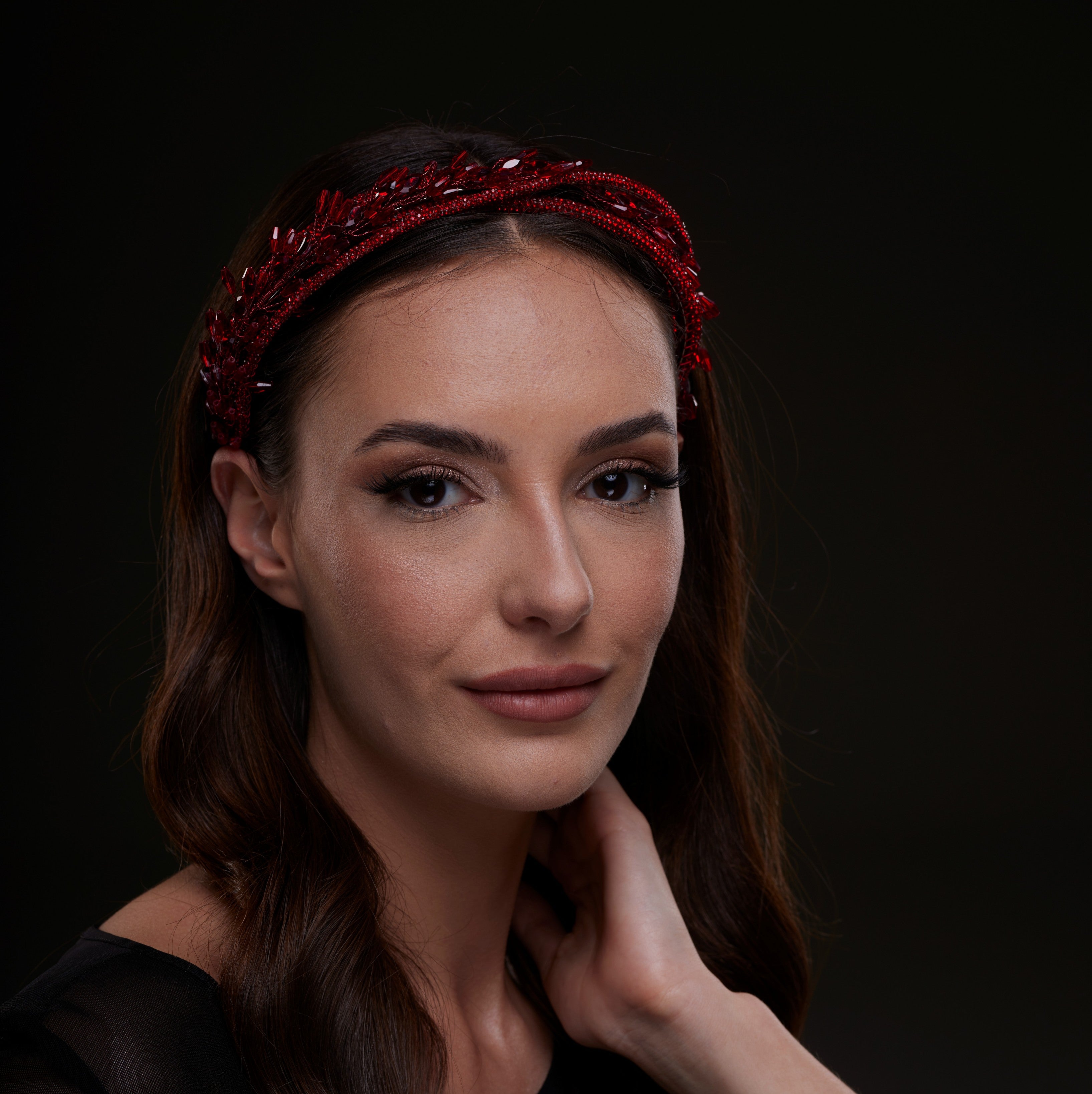 Red  Crystal Leaf Headband