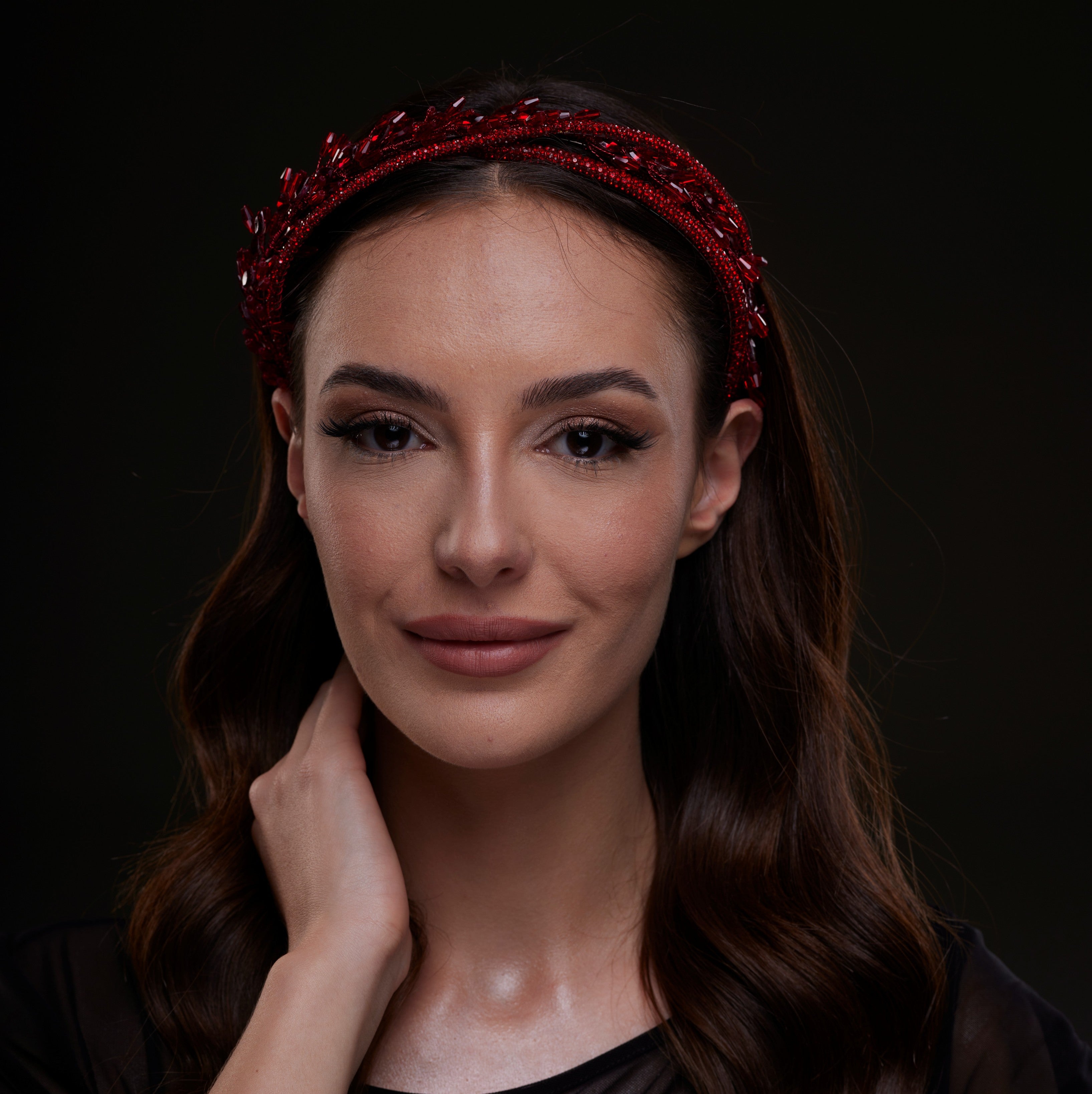 Red  Crystal Leaf Headband