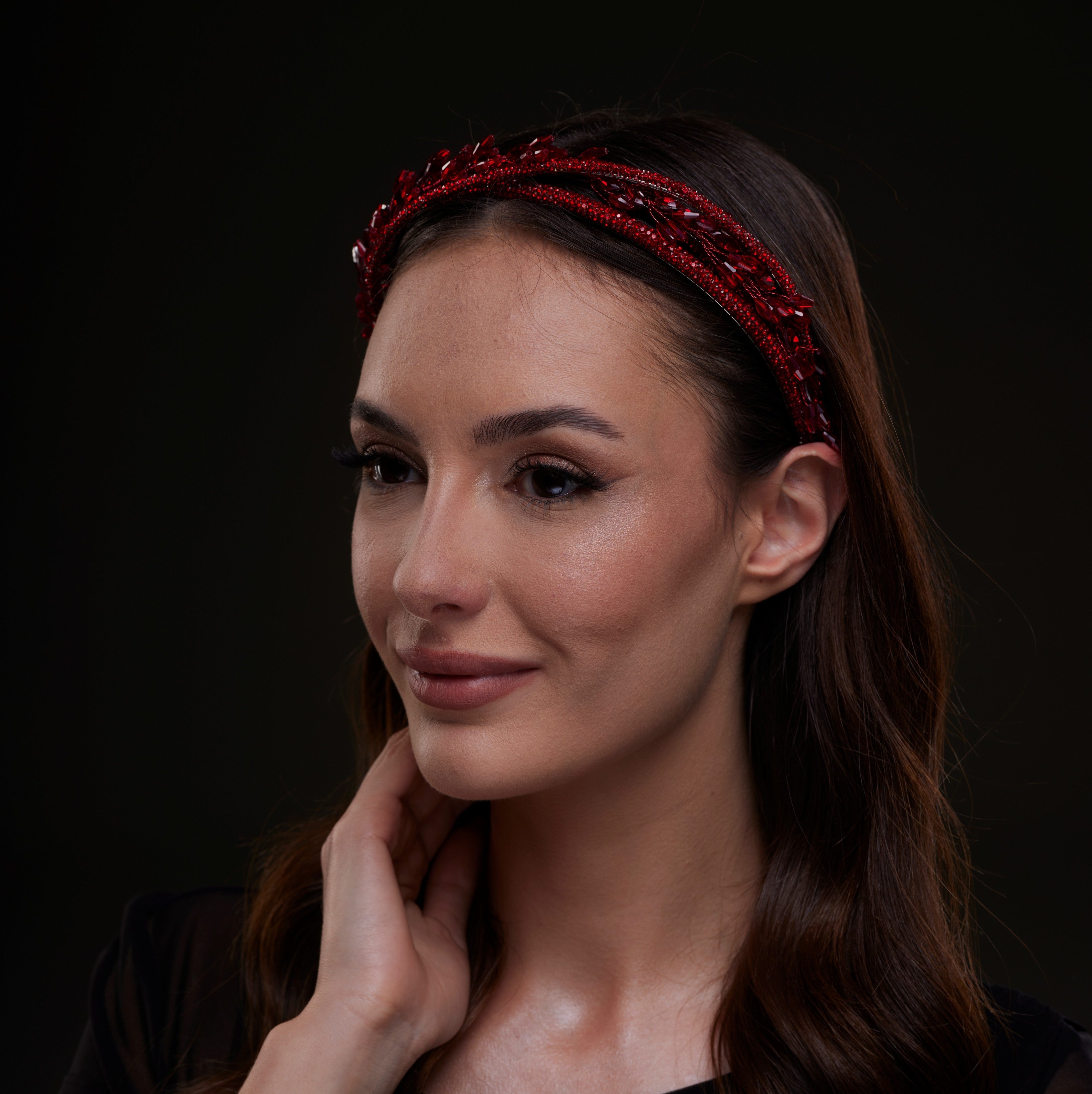 Red  Crystal Leaf Headband